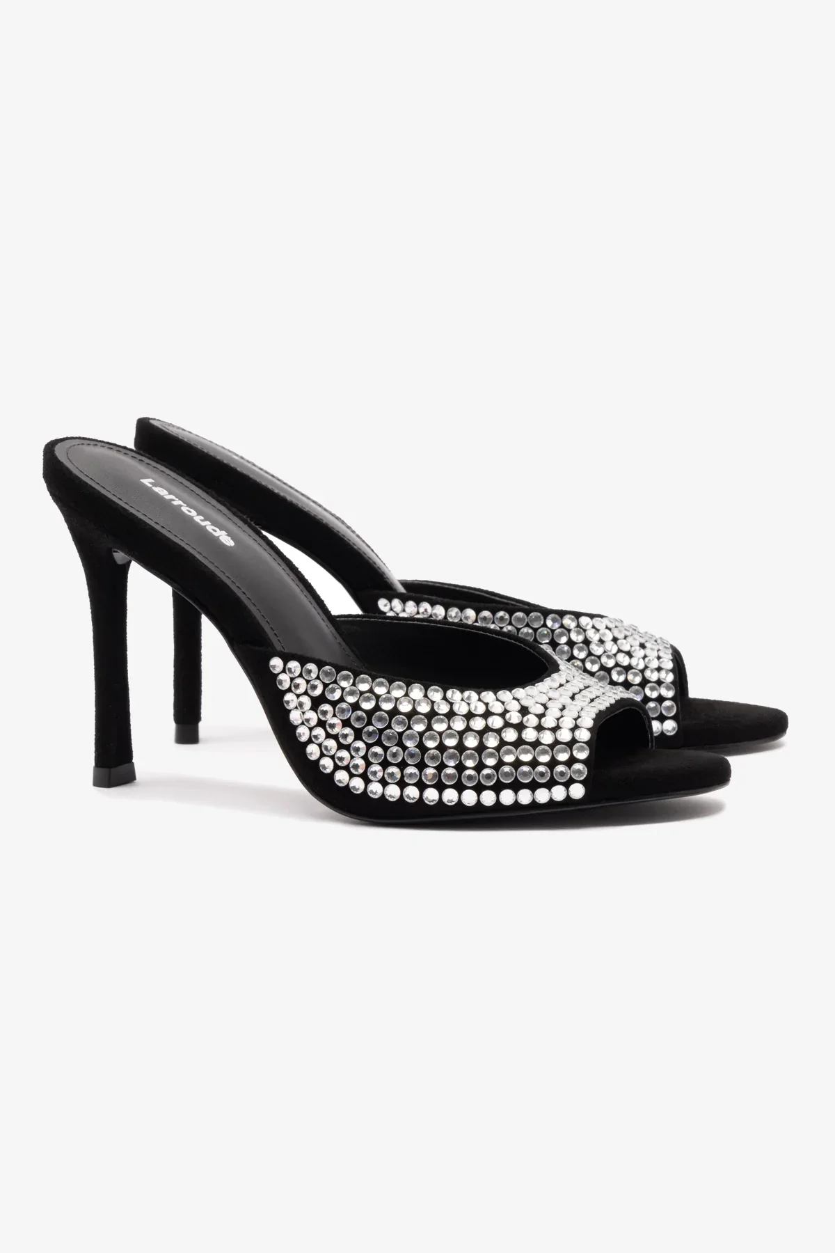 Jasmine Hi Mule In Black Suede and Crystals