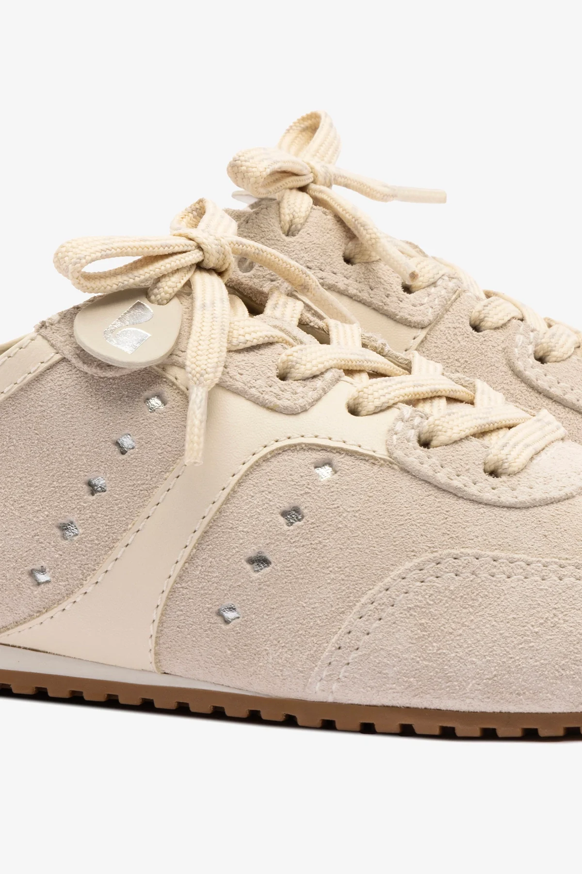 Stella Mule In Mushroom Grey Suede and Ivory Leather