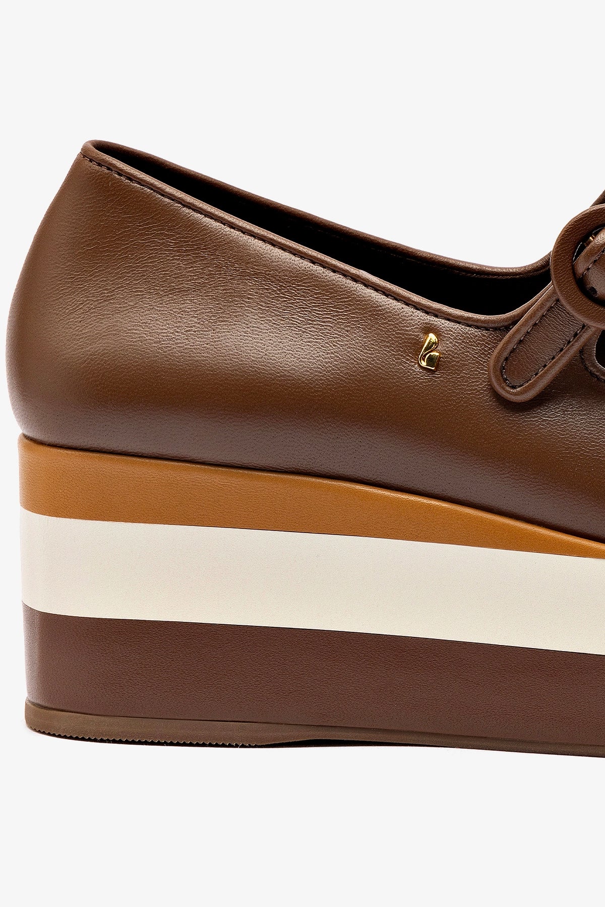 Blair Flatform In Burnt Umber, Biscuit and Ivory Leather