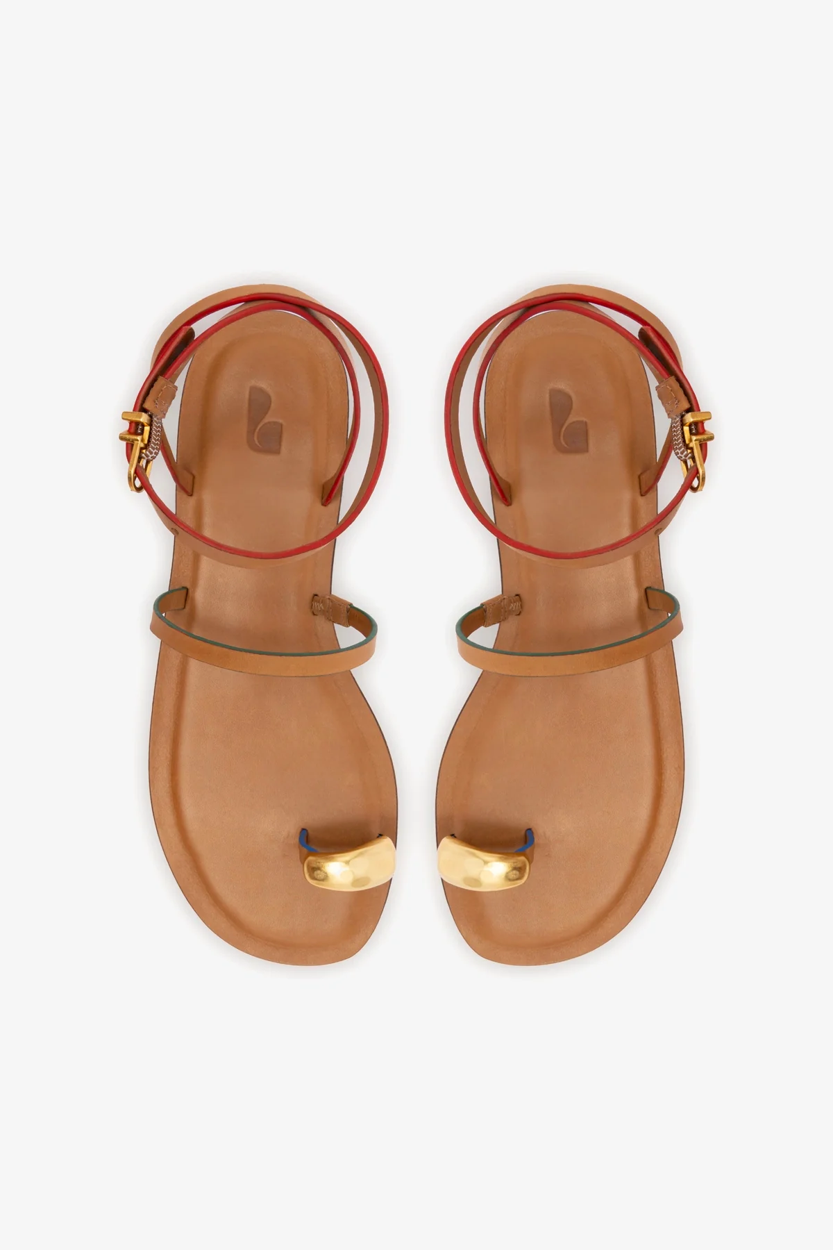 Biarritz Flat Sandal In Light Caramel Leather
