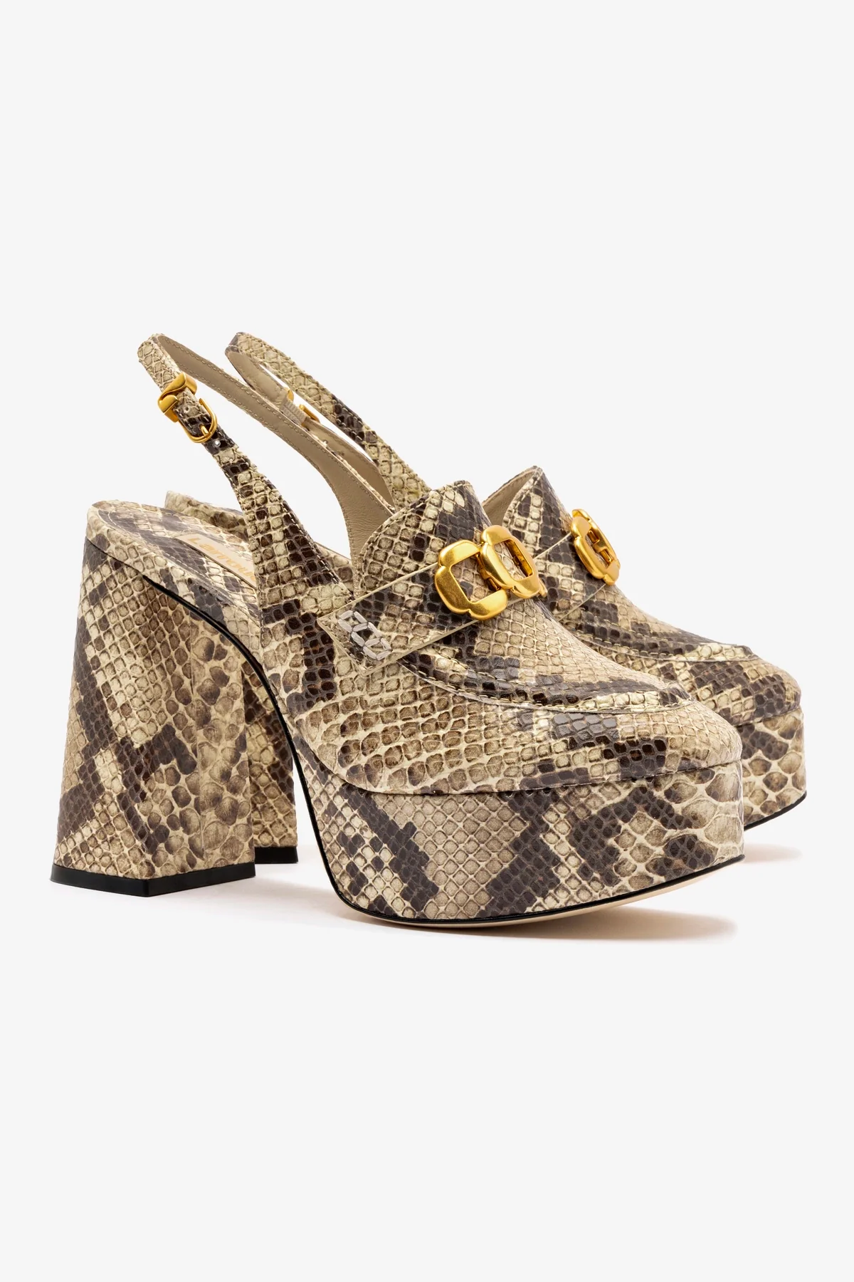 Harrington Loafer Hi In Neutral Snake Stamped Leather