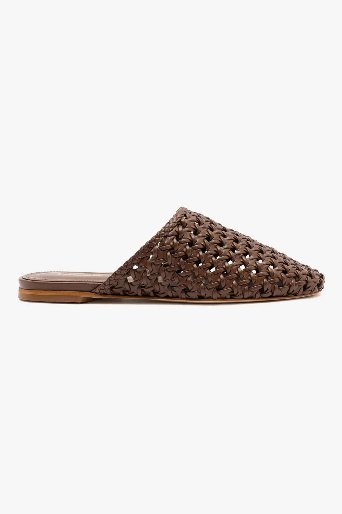 Venice Macrame Flat Mule In Burnt Umber Leather