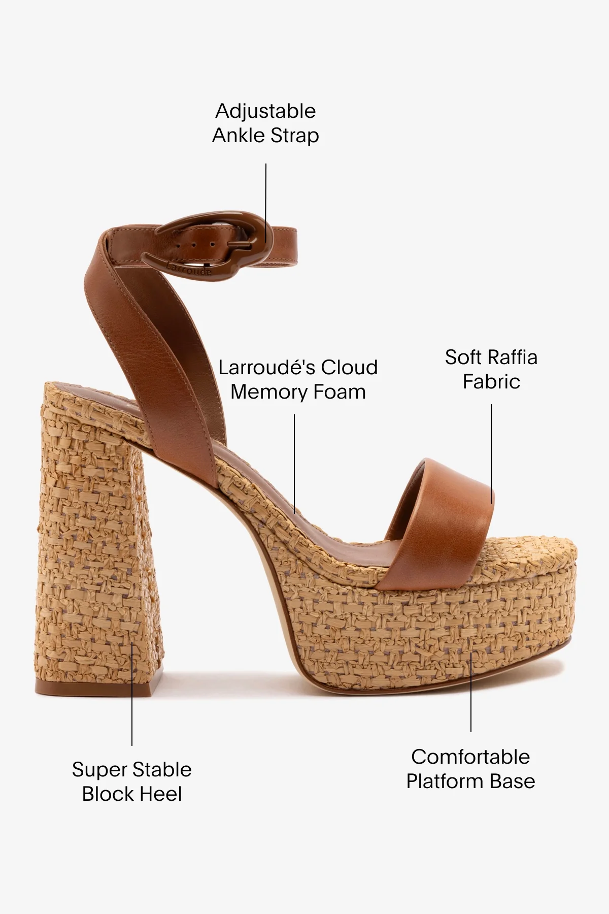 Dolly Verona Sandal In Caramel Leather and Natural Raffia