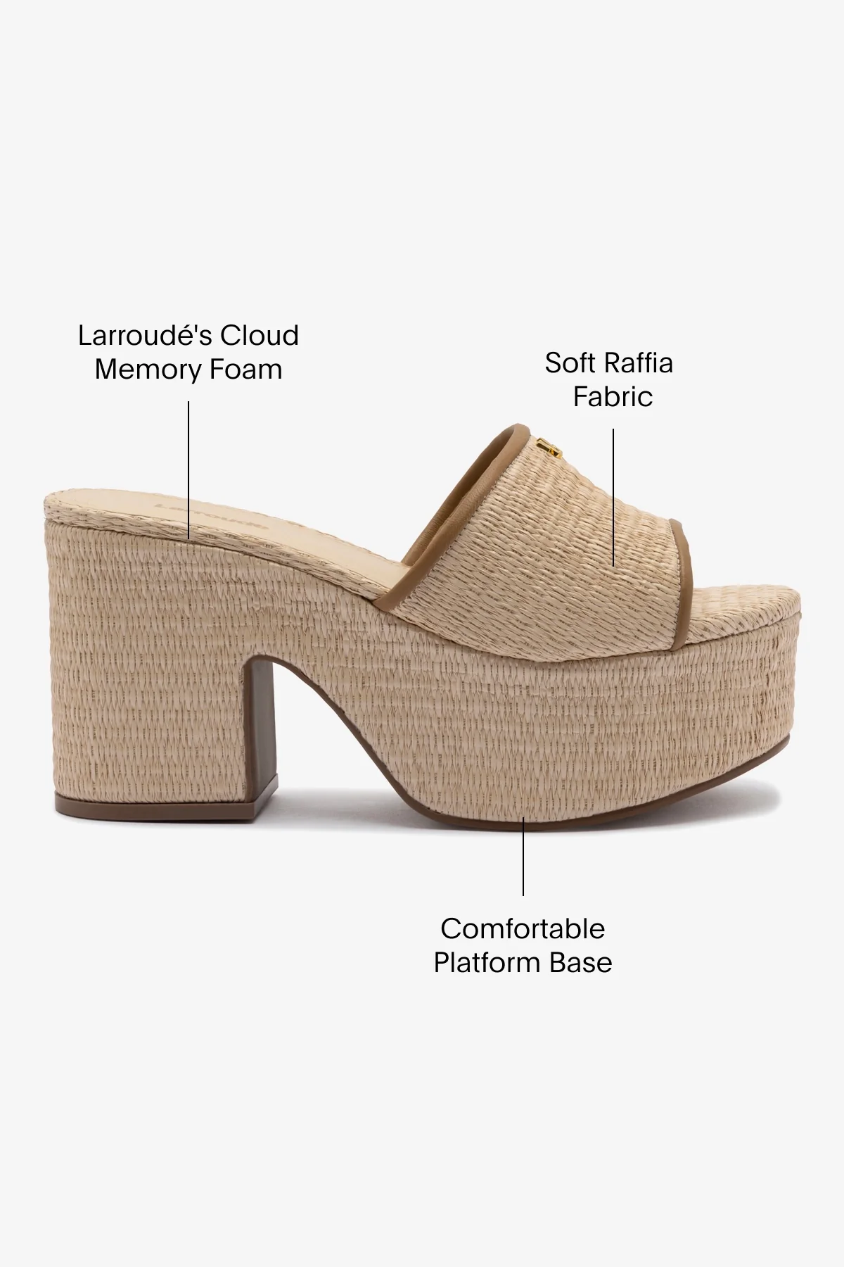 Miso Platform Sandal In Natural Raffia and Hazelnut Trimming