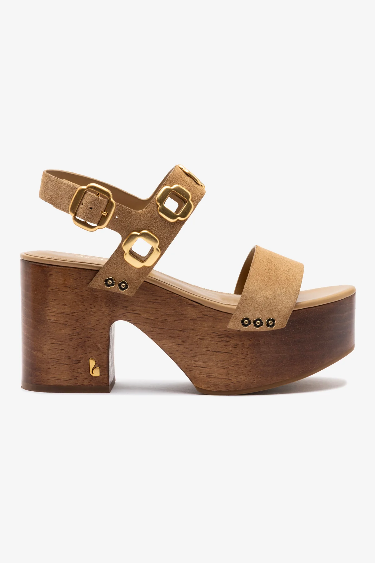 Miso Wooden Platform Sandal In Peanut Suede