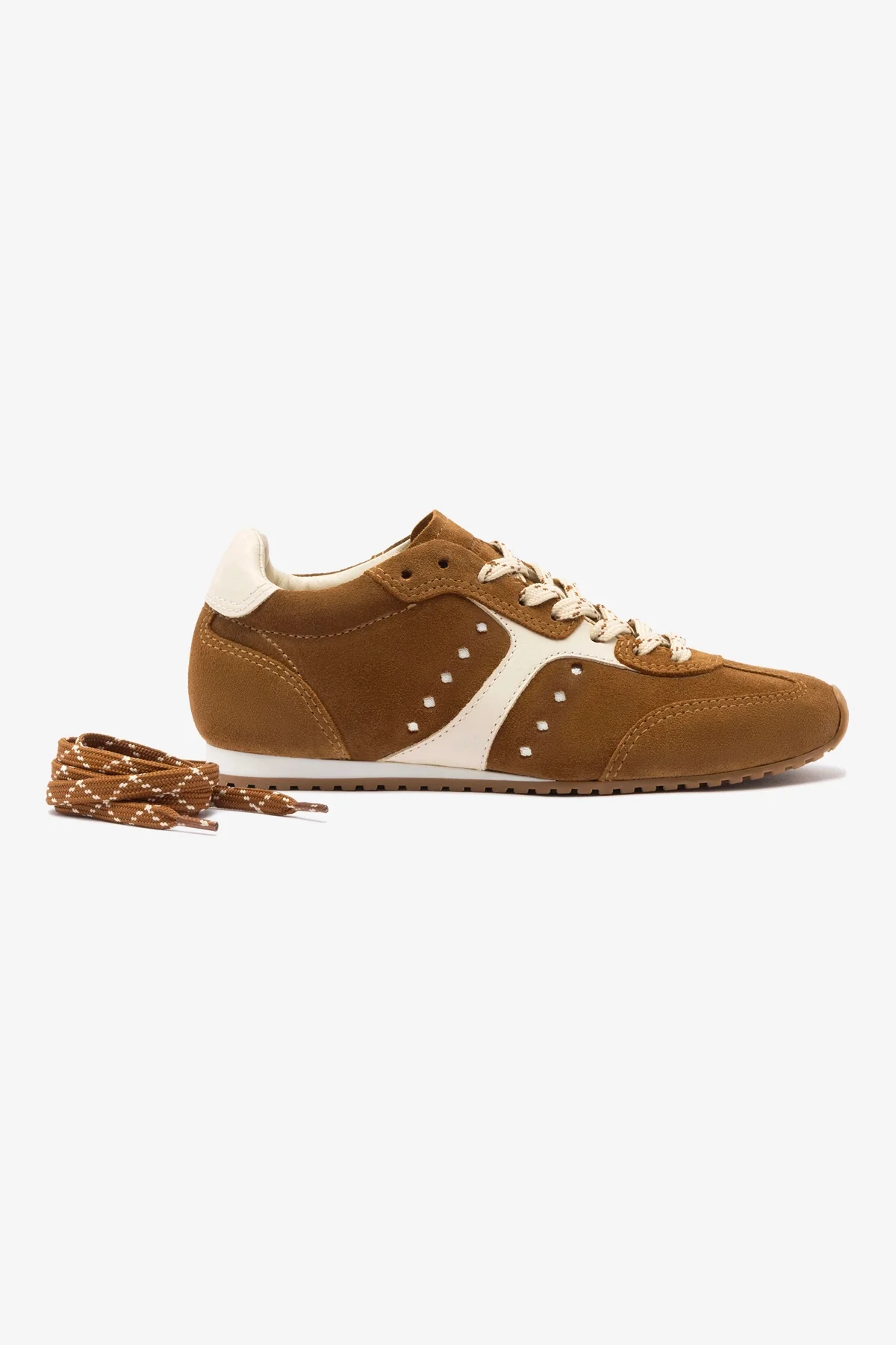 Stella Sneaker In Russet Suede and Ivory Leather