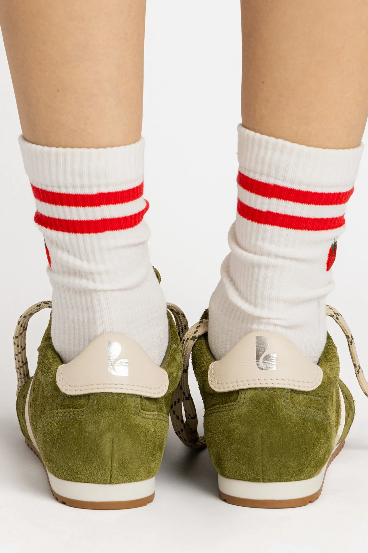 Stella Sneaker In Seaweed Suede and Ivory Leather