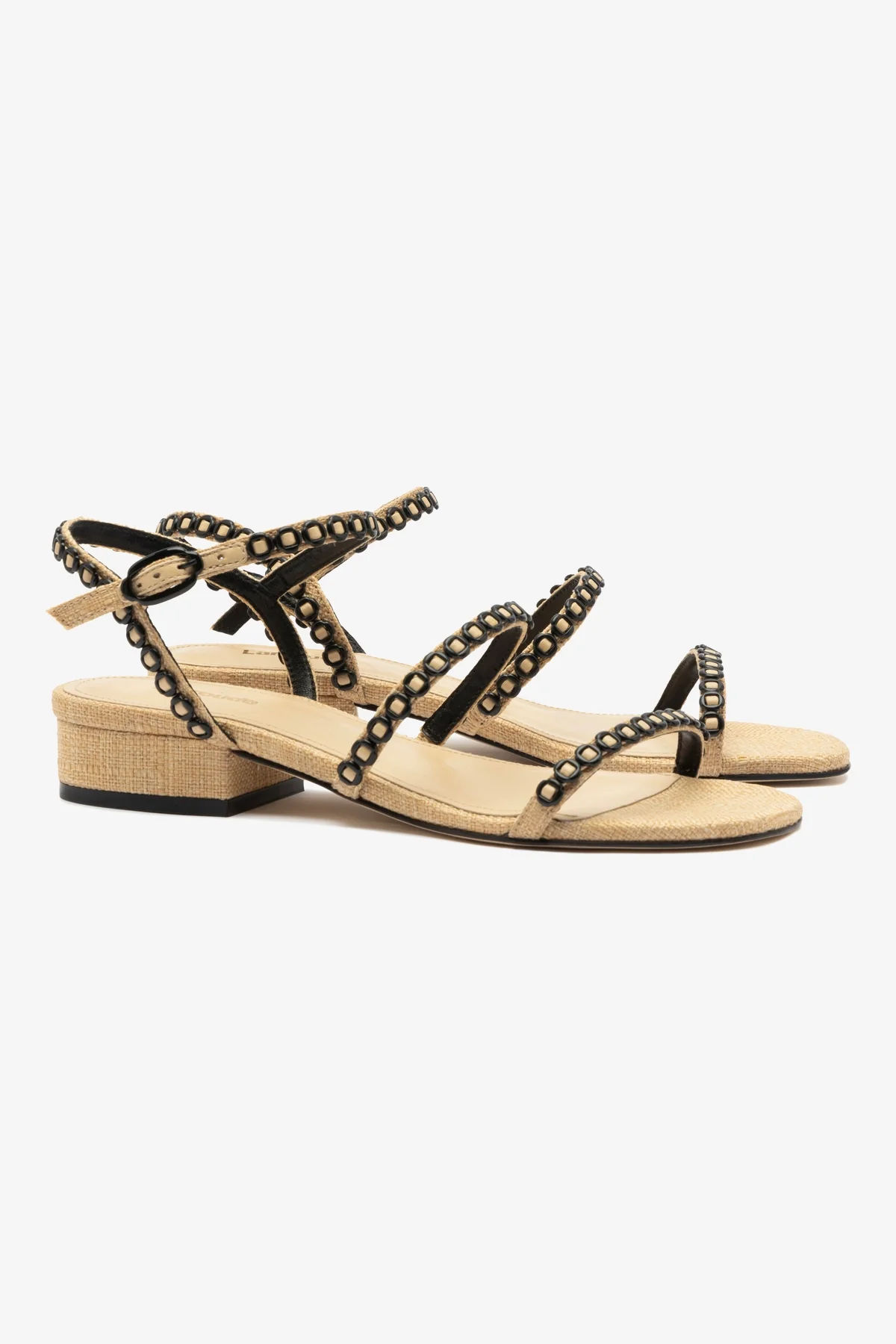 Milanina Flat Sandal In Beige Raffia