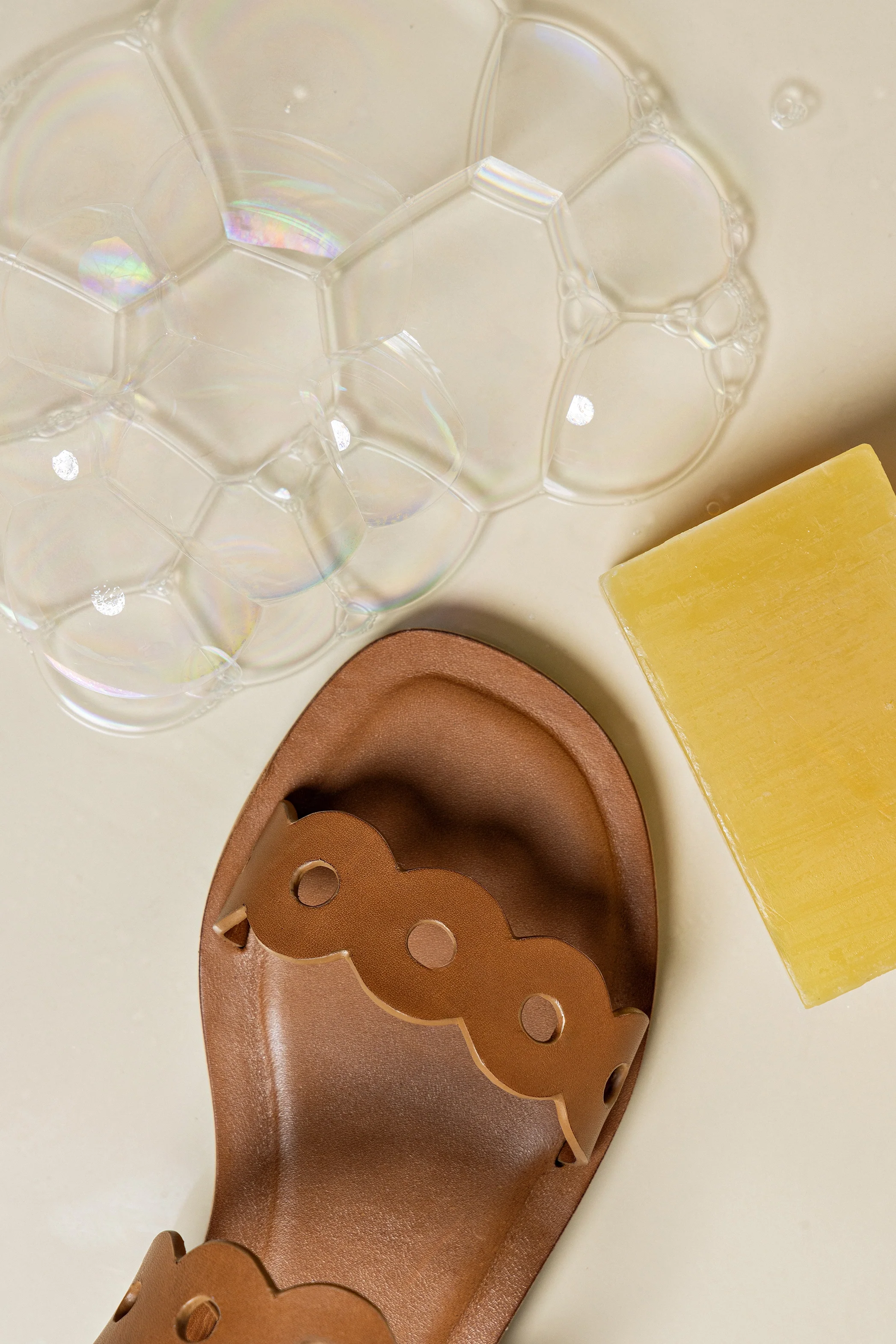 Florence Flat Mule In Light Caramel Leather