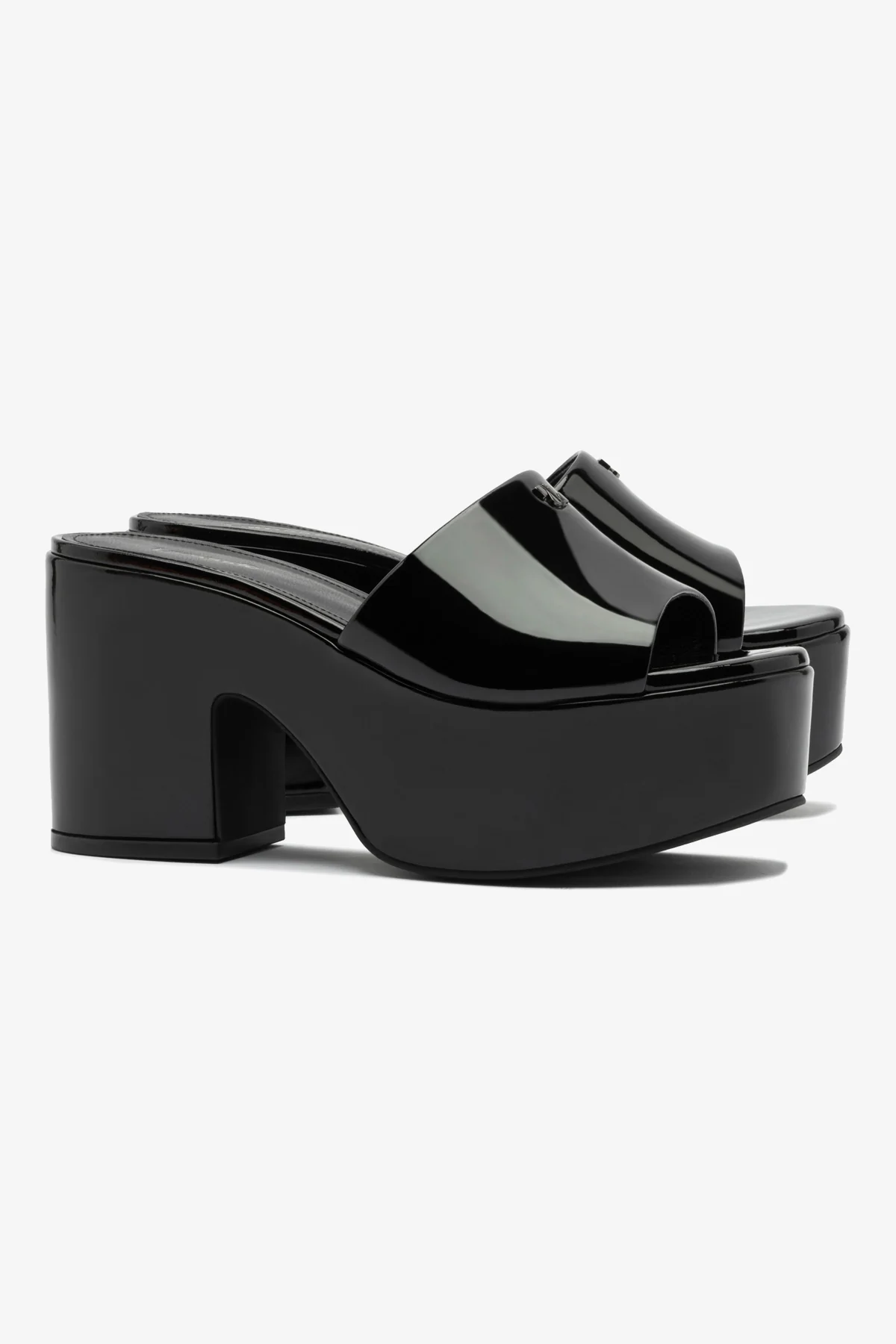 Miso Platform Mule In Black Patent Leather