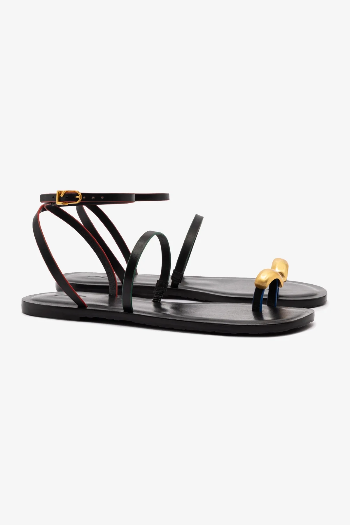 Biarritz Flat Sandal In Black Leather
