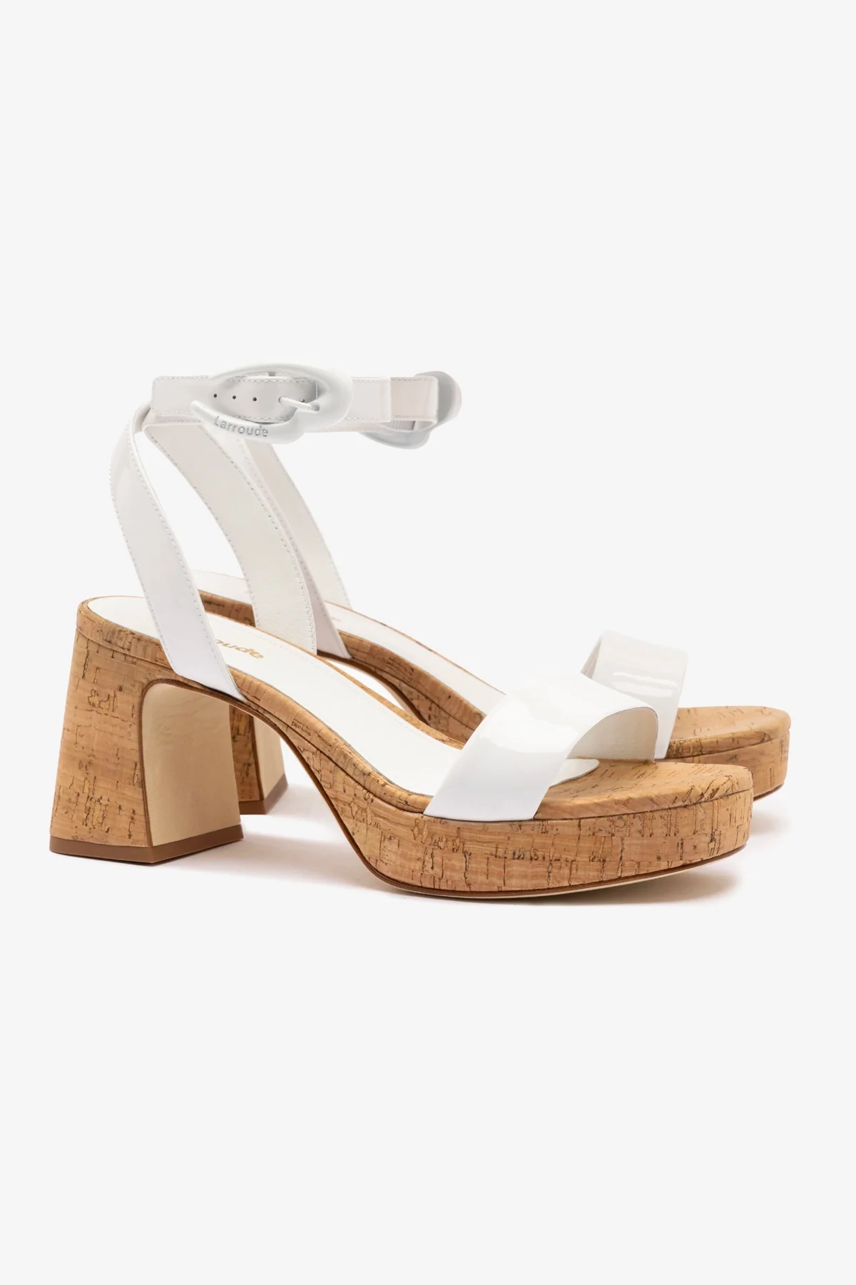 Dolly Verona Low Sandal In White Patent Leather and Natural Cork