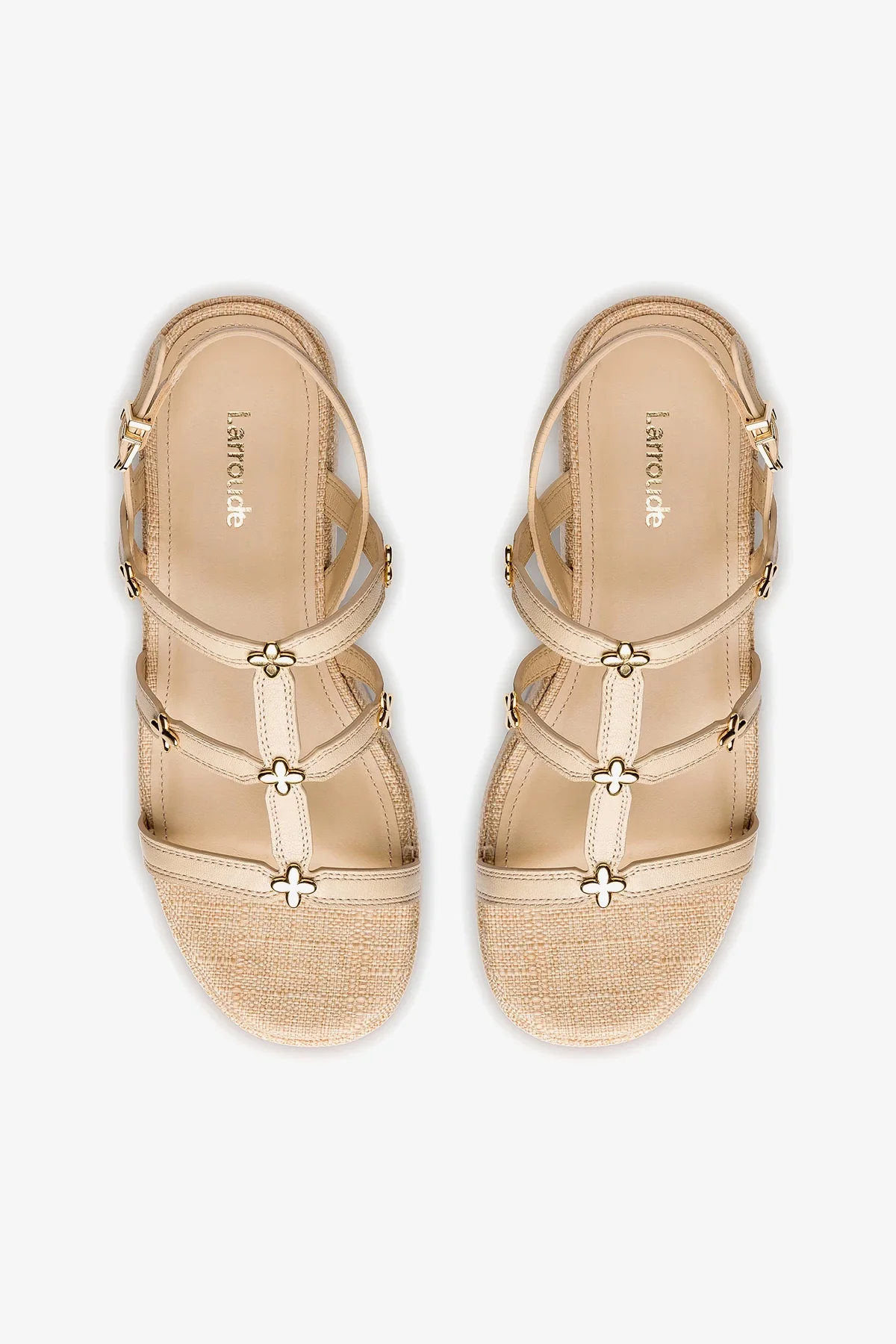 Harmony Flatform Sandal In Beige Raffia