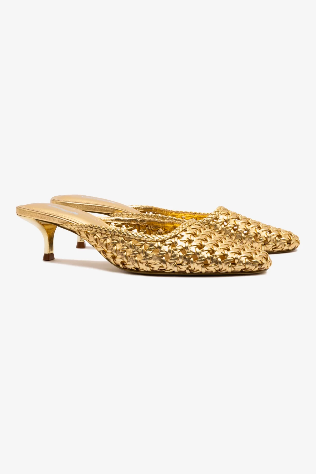 Amal Macrame Mule In Gold Metallic Leather