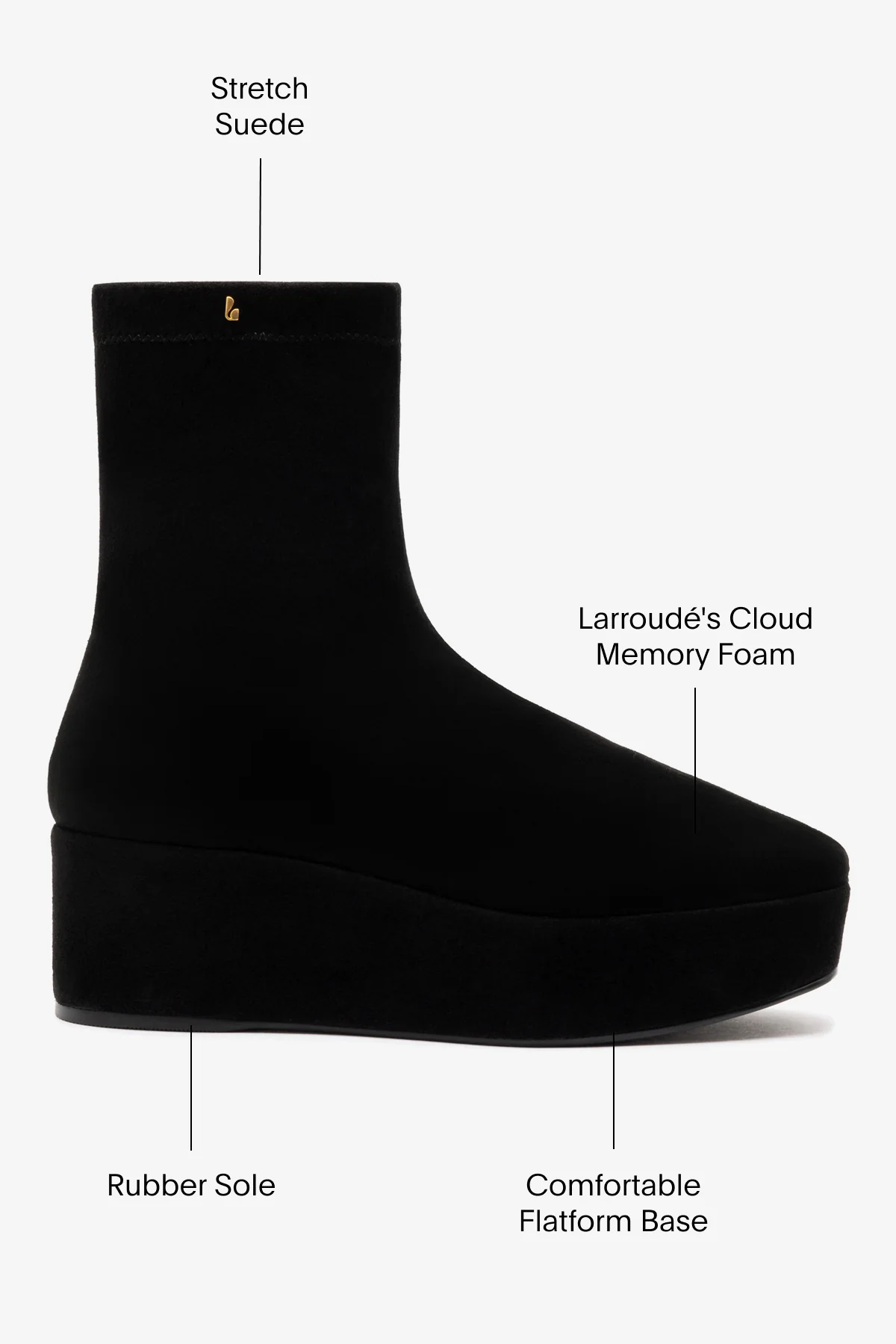 Dani Flatform Boot In Black Suede