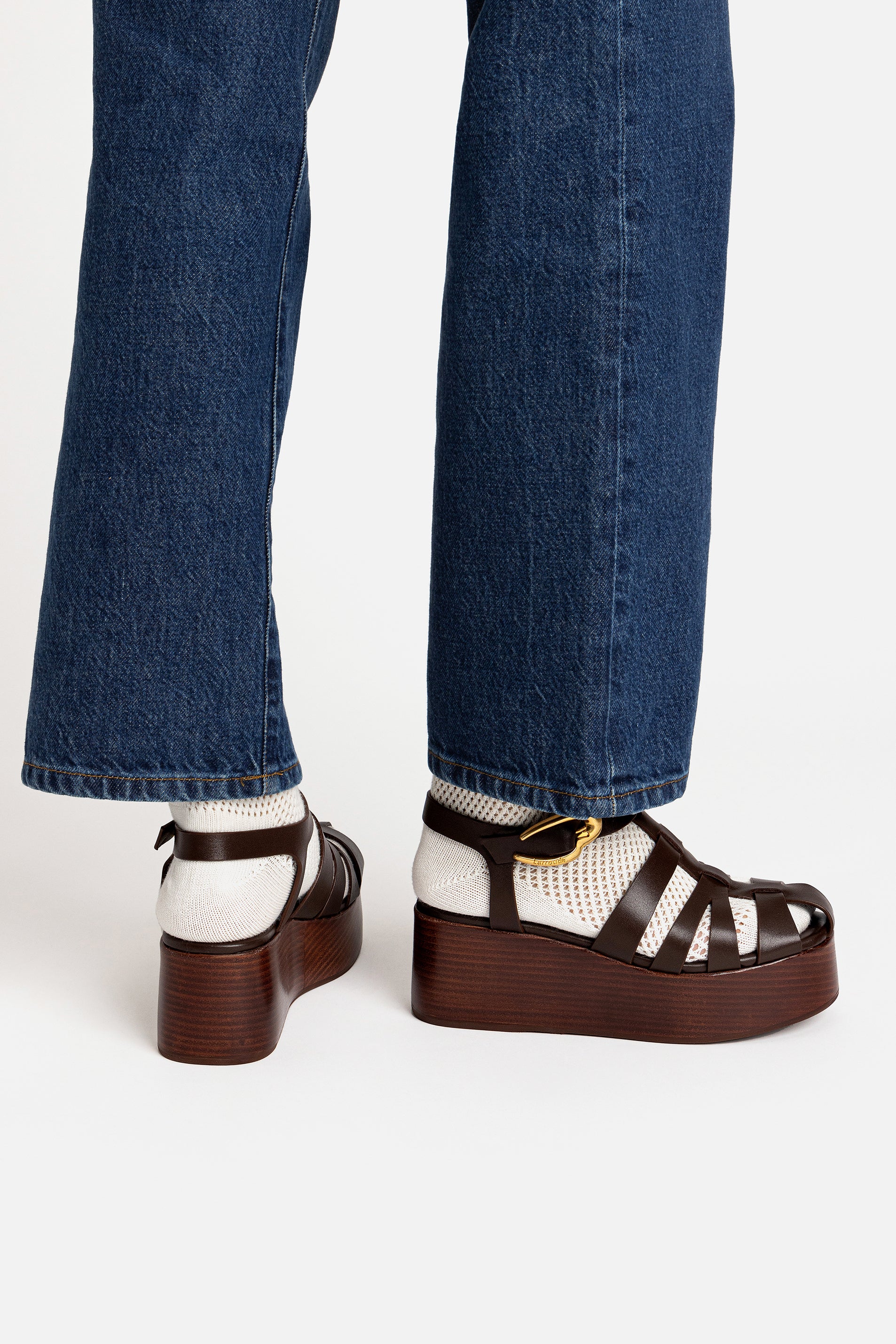 Stevie Verona Flatform Sandal In Brown Leather