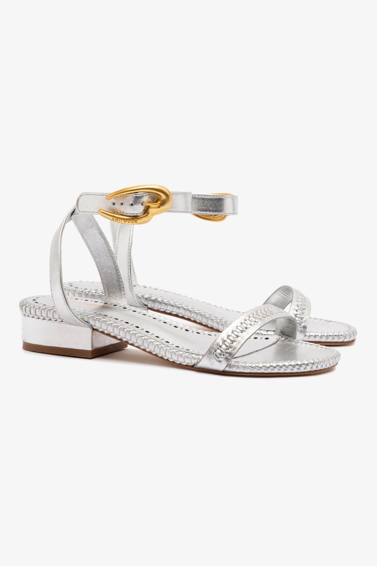 Verona Flat Sandal In Silver Metallic Leather