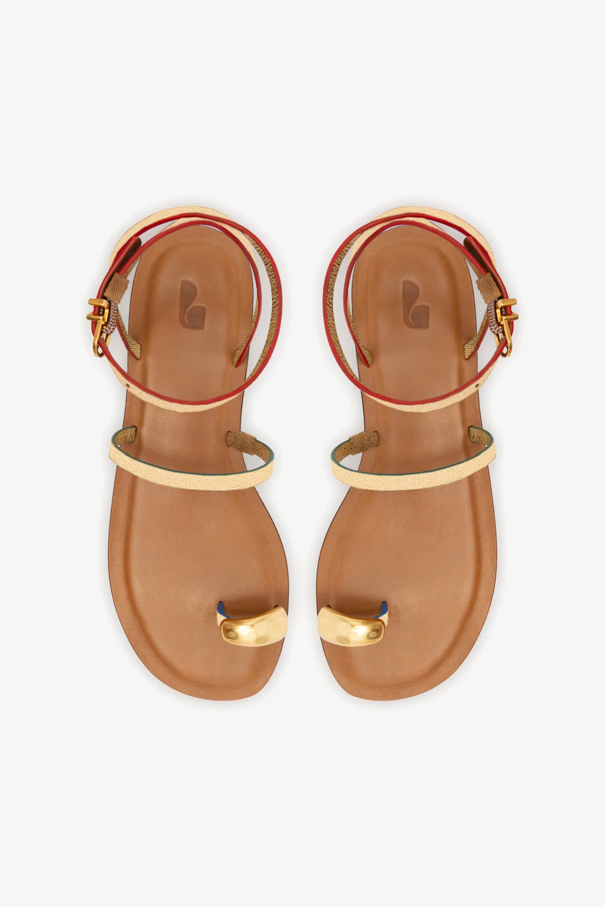 Biarritz Flat Sandal In Gold Metallic Leather