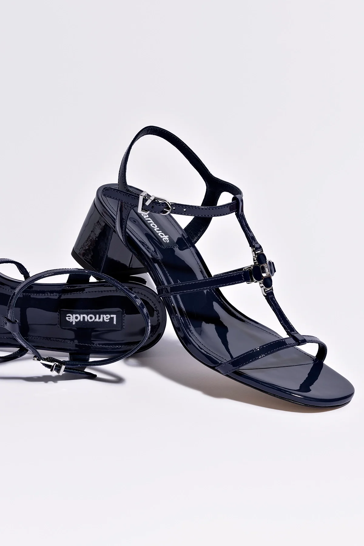 Hana Block In Navy Patent Leather