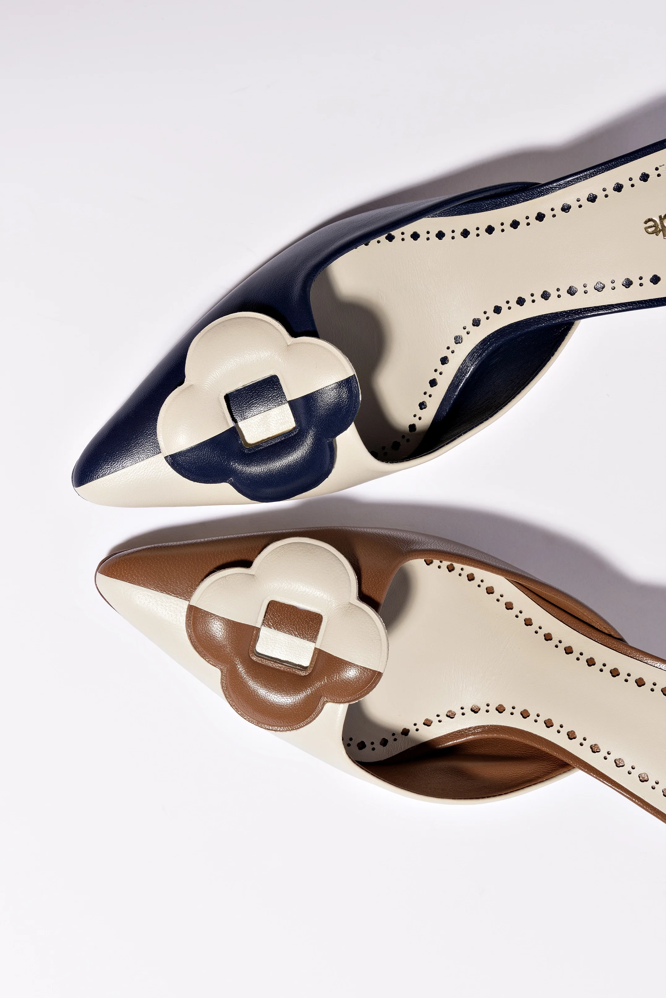 Flora Pump In Caramel and Ivory Leather