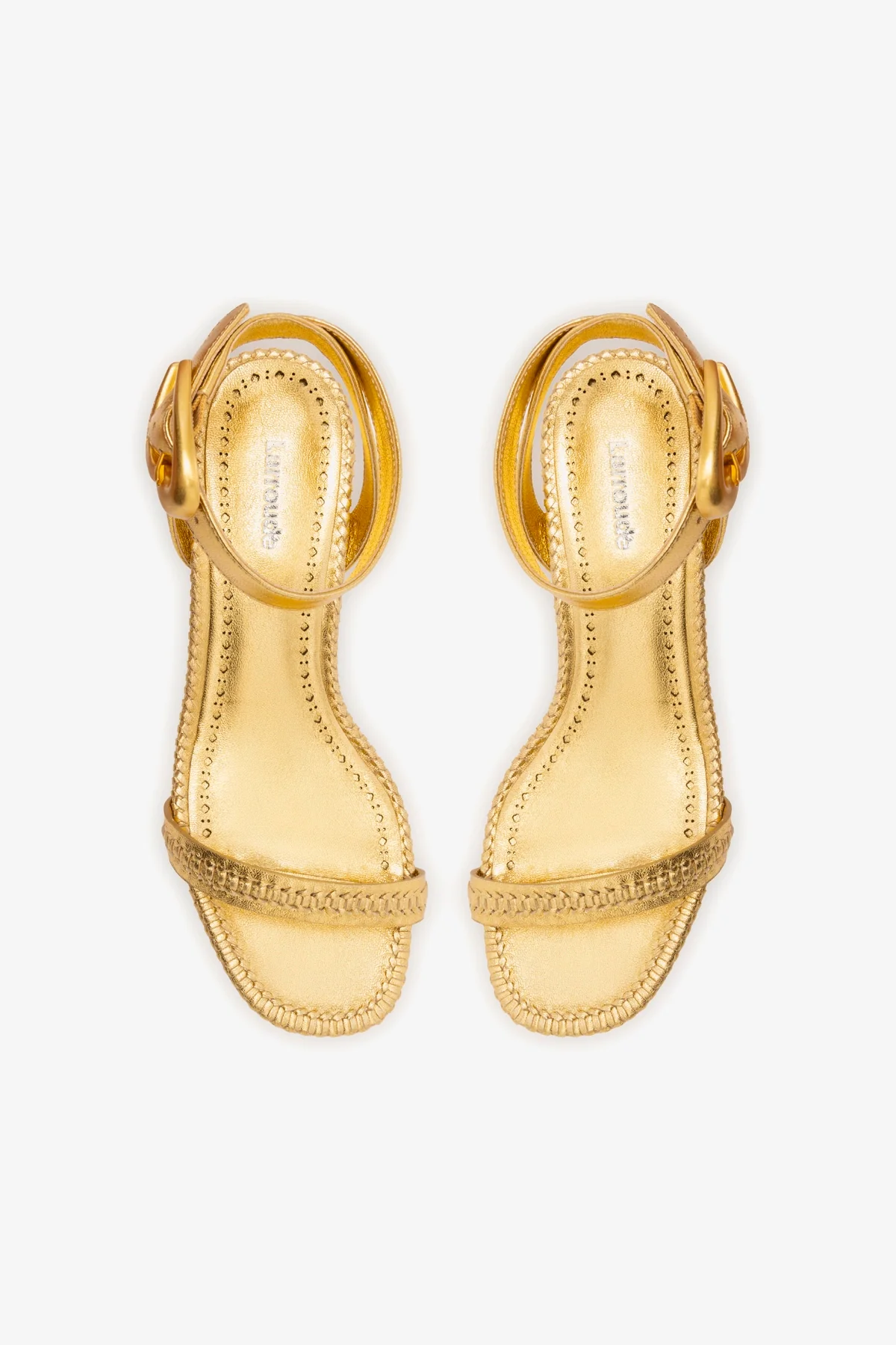 Verona Block Sandal In Gold Metallic Leather