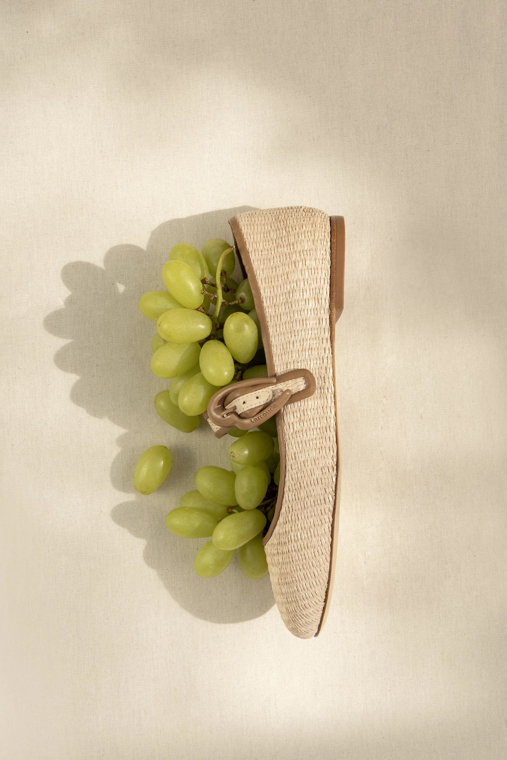 Verona Ballet Flat In Natural Raffia and Hazelnut Trimming