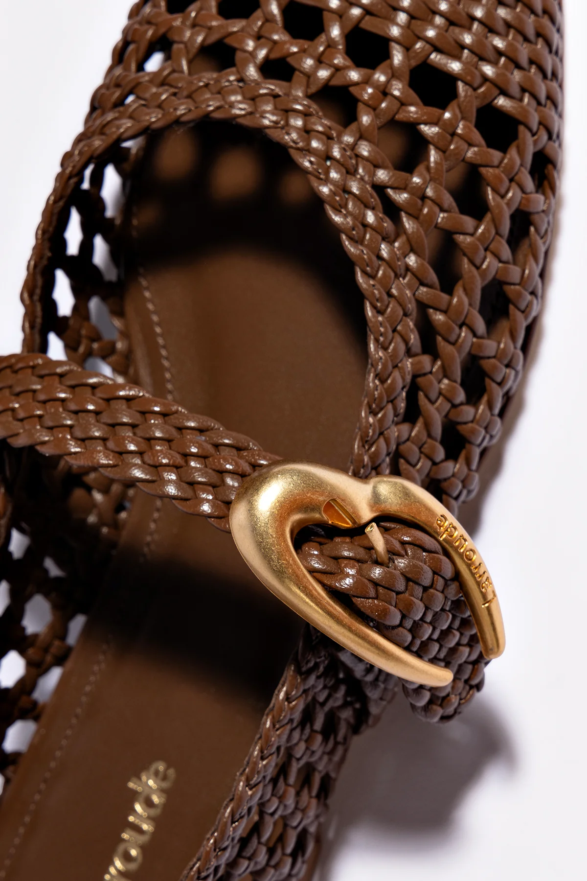 Verona Macrame Ballet Flat In Burnt Umber Leather