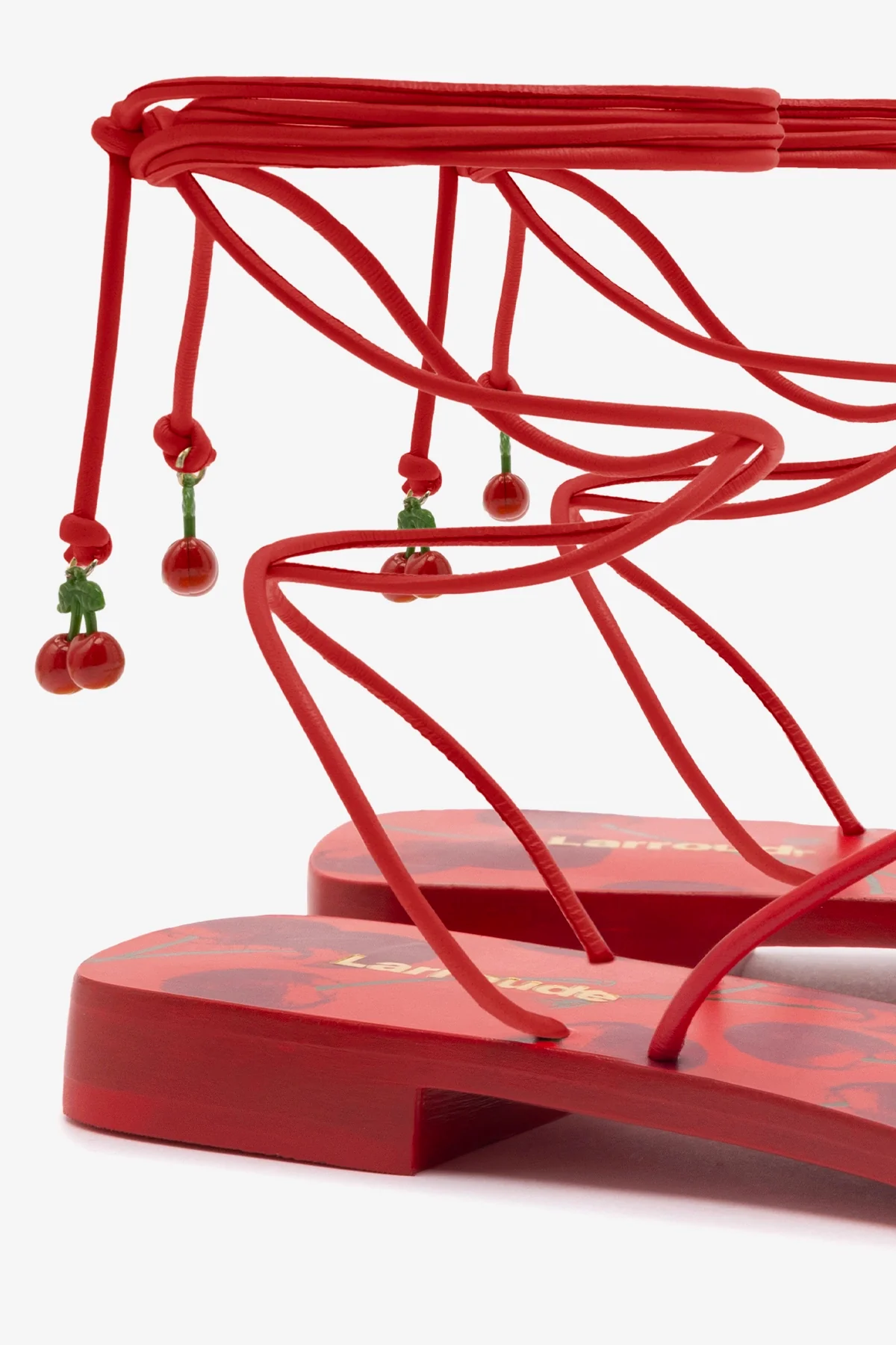 Nadia Flat Sandal In Scarlet Leather