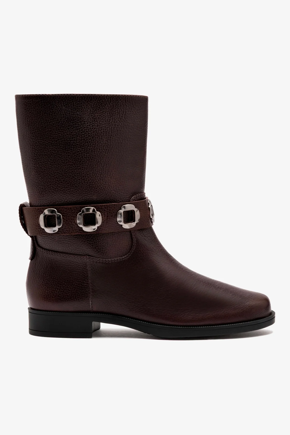Milan Flat Bootie In Brown Leather