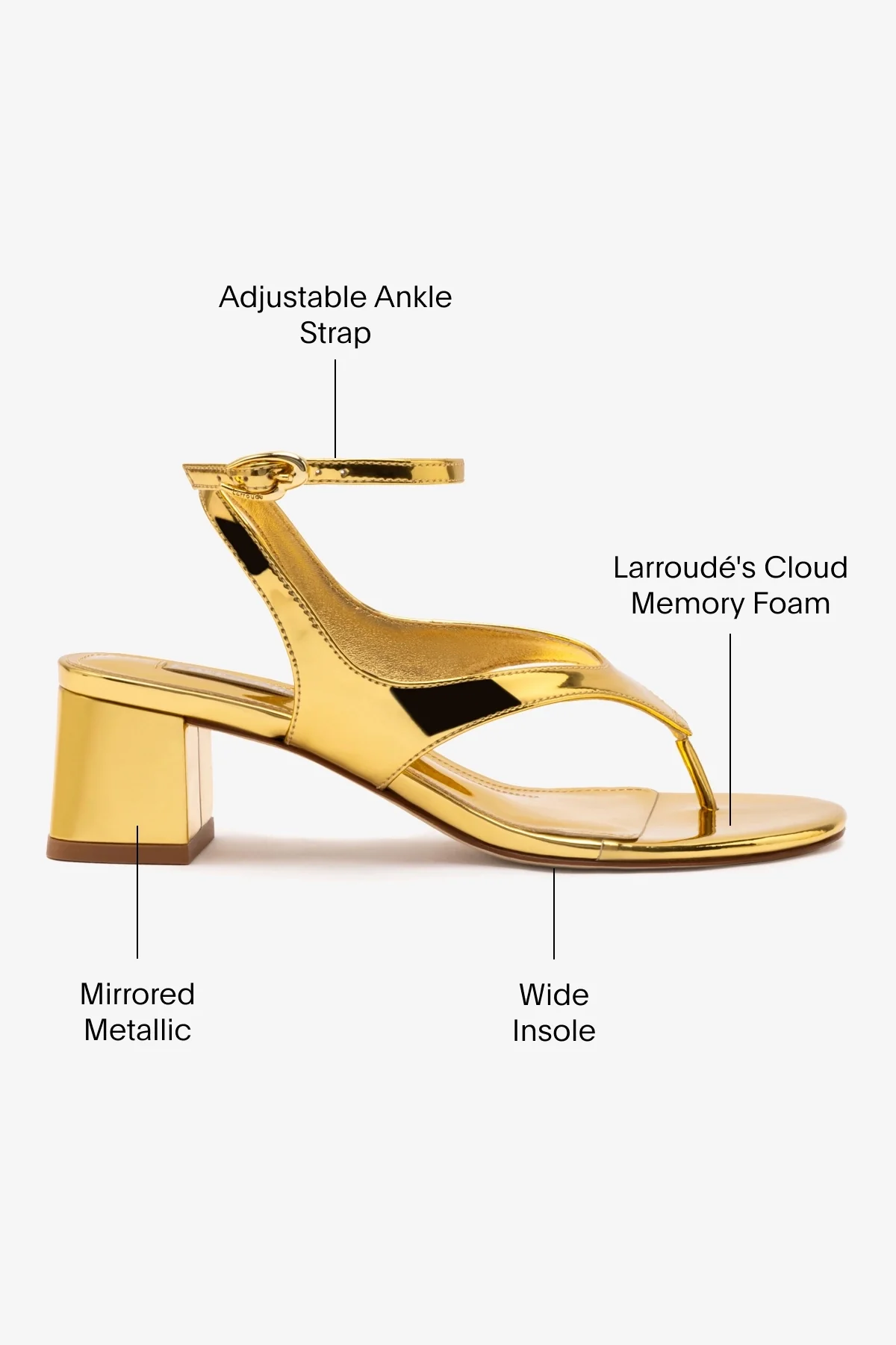 Gaia Block Sandal In Gold Specchio