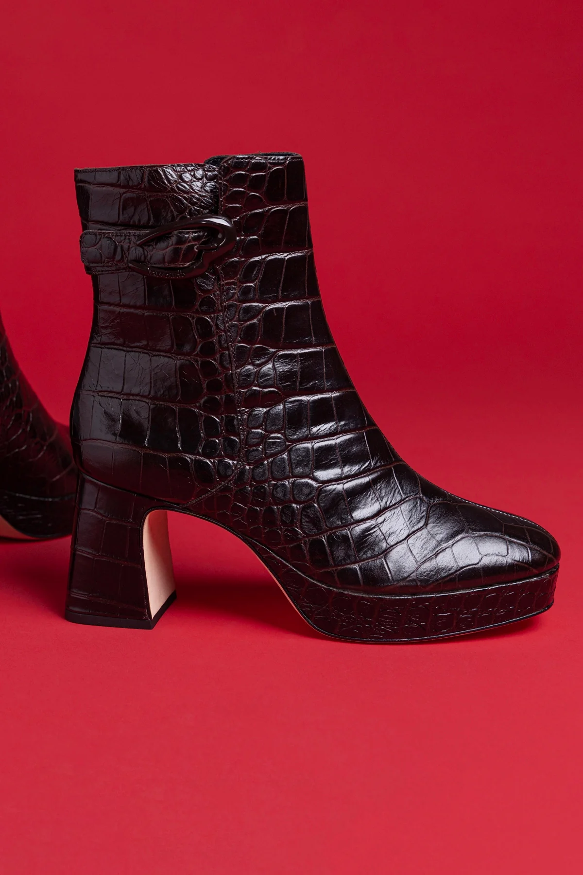 Dolly Verona Low Boot In Croco Brown Leather