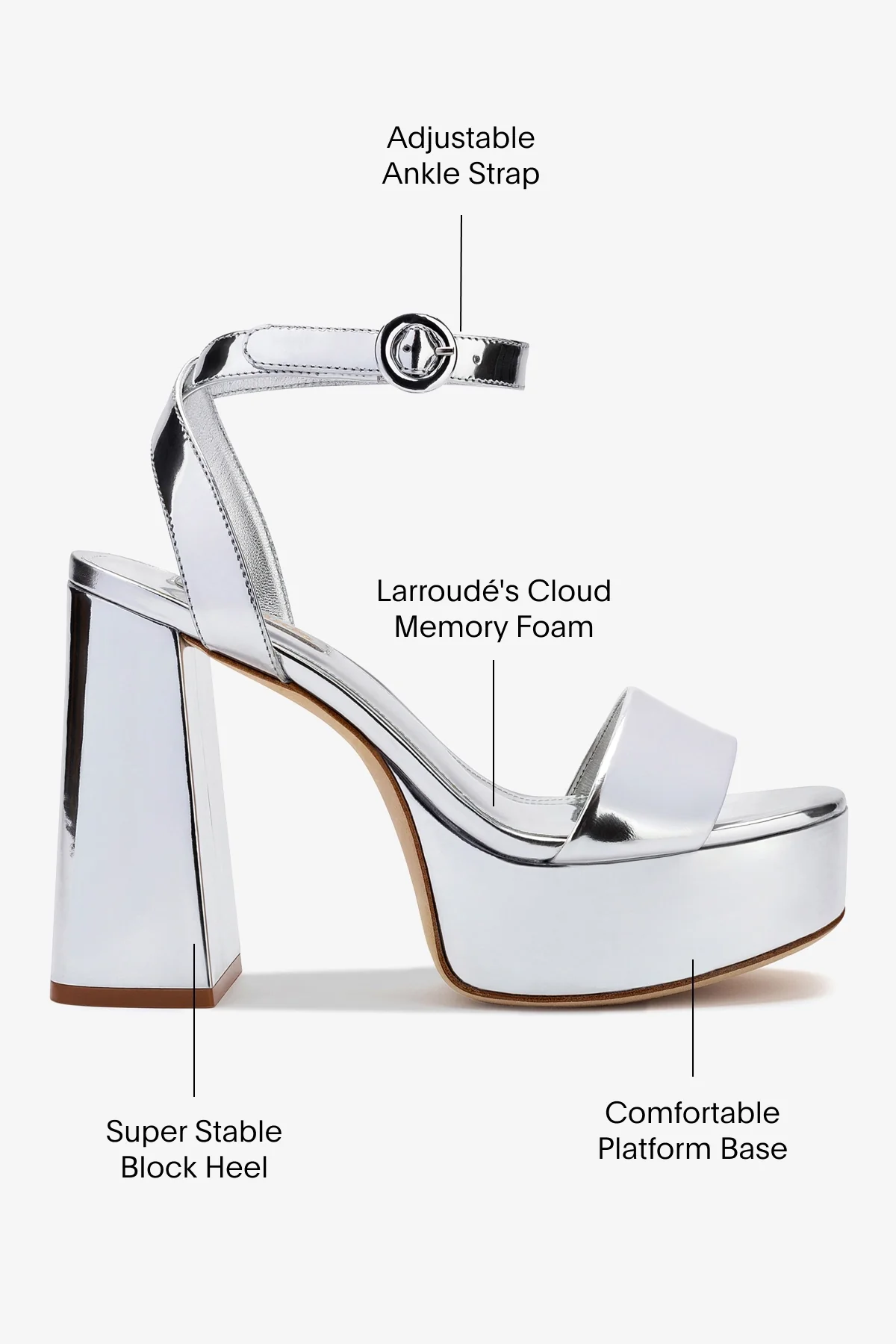 Dolly Sandal In Silver Specchio