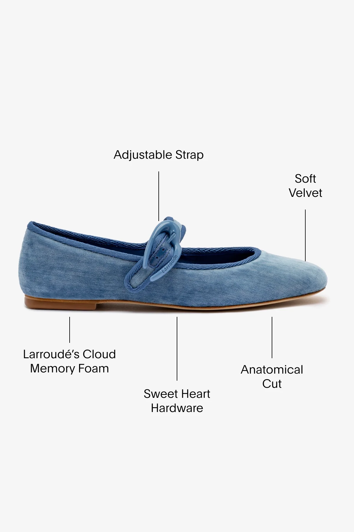 Verona Ballet Flat In French Blue Velvet