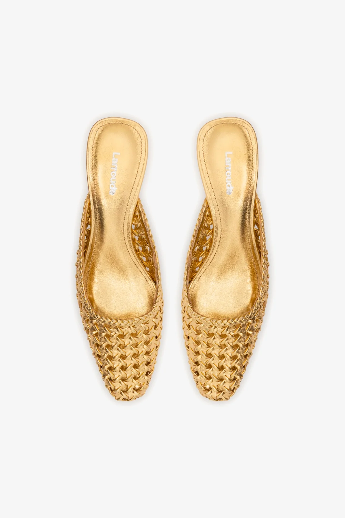 Amal Macrame Mule In Gold Metallic Leather