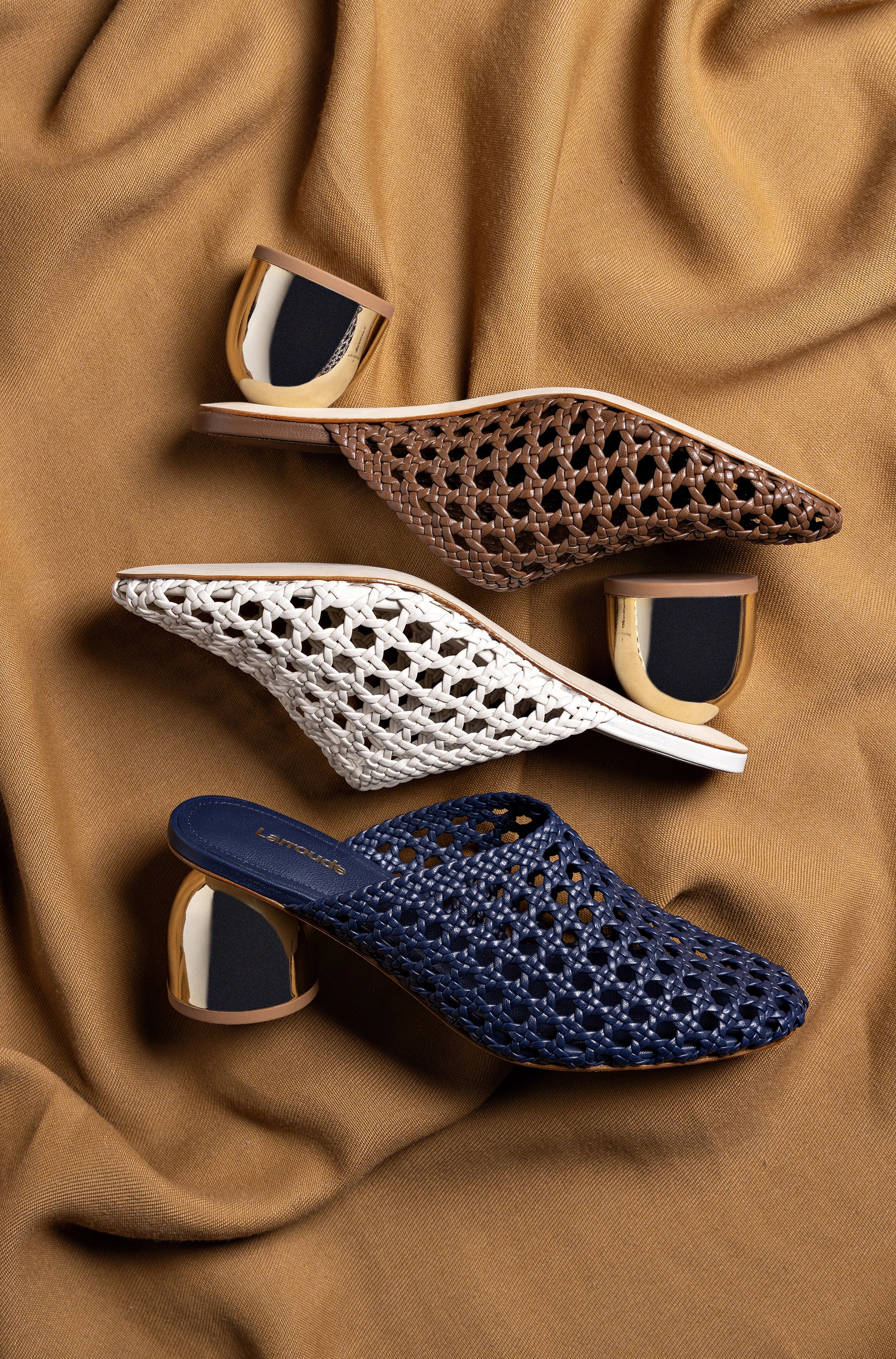 Dew Drop Macrame Mule In Navy Leather