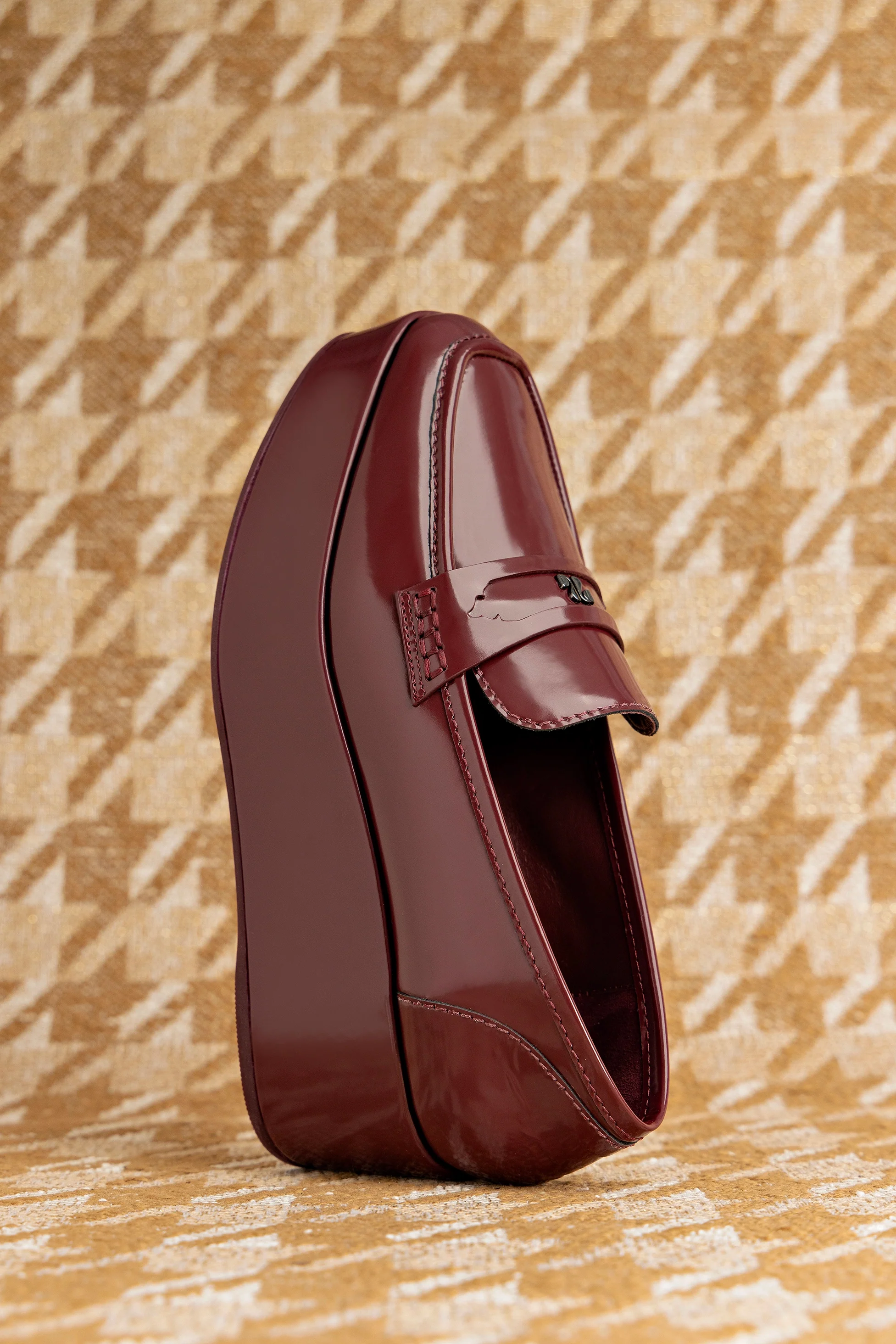 Suki Flatform Loafer In Burgundy Box Leather