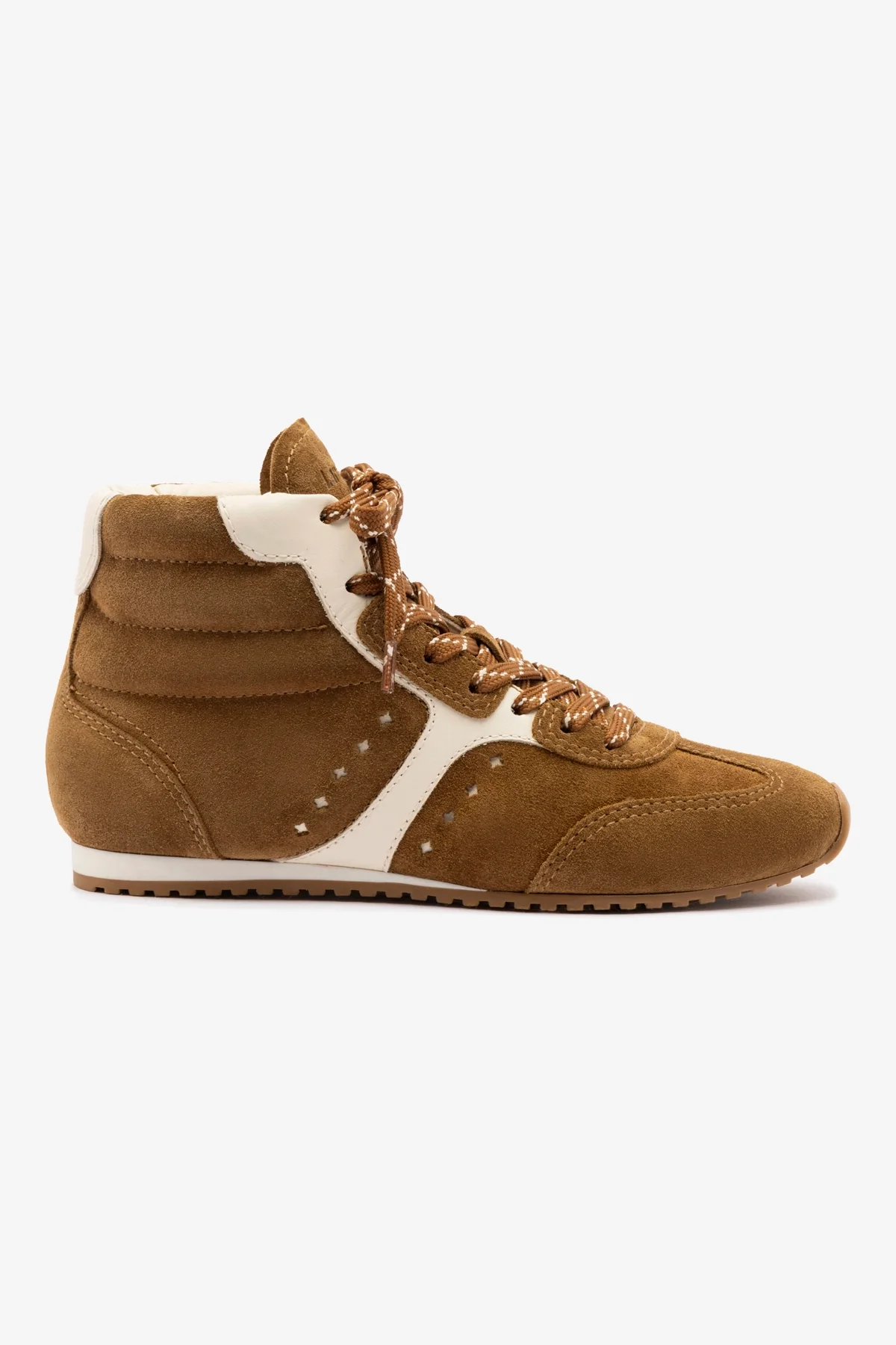Stella Mid Sneaker In Russet Suede and Ivory Leather