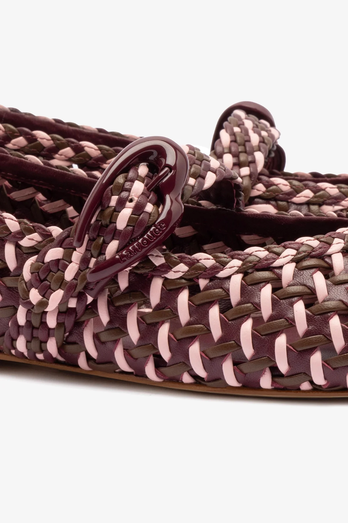 Verona Macrame Ballet Flat In Wine, Tulip and Burnt Umber Leather