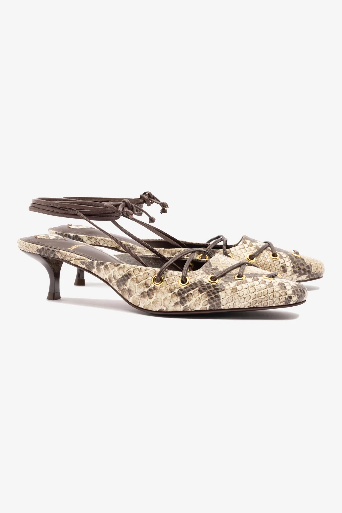 Amal Lace Up Pump In Neutral Printed Snake