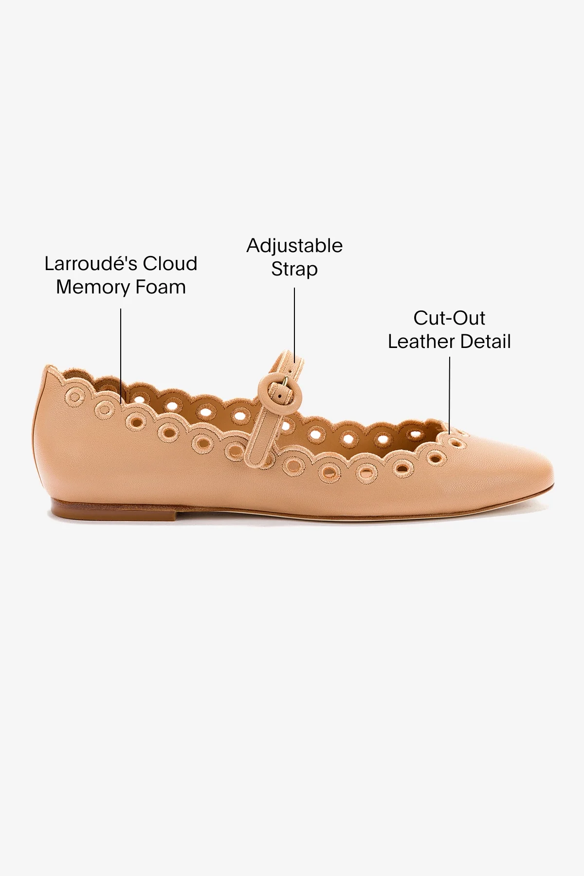 Blair Broderie Ballet Flat In Tan Leather