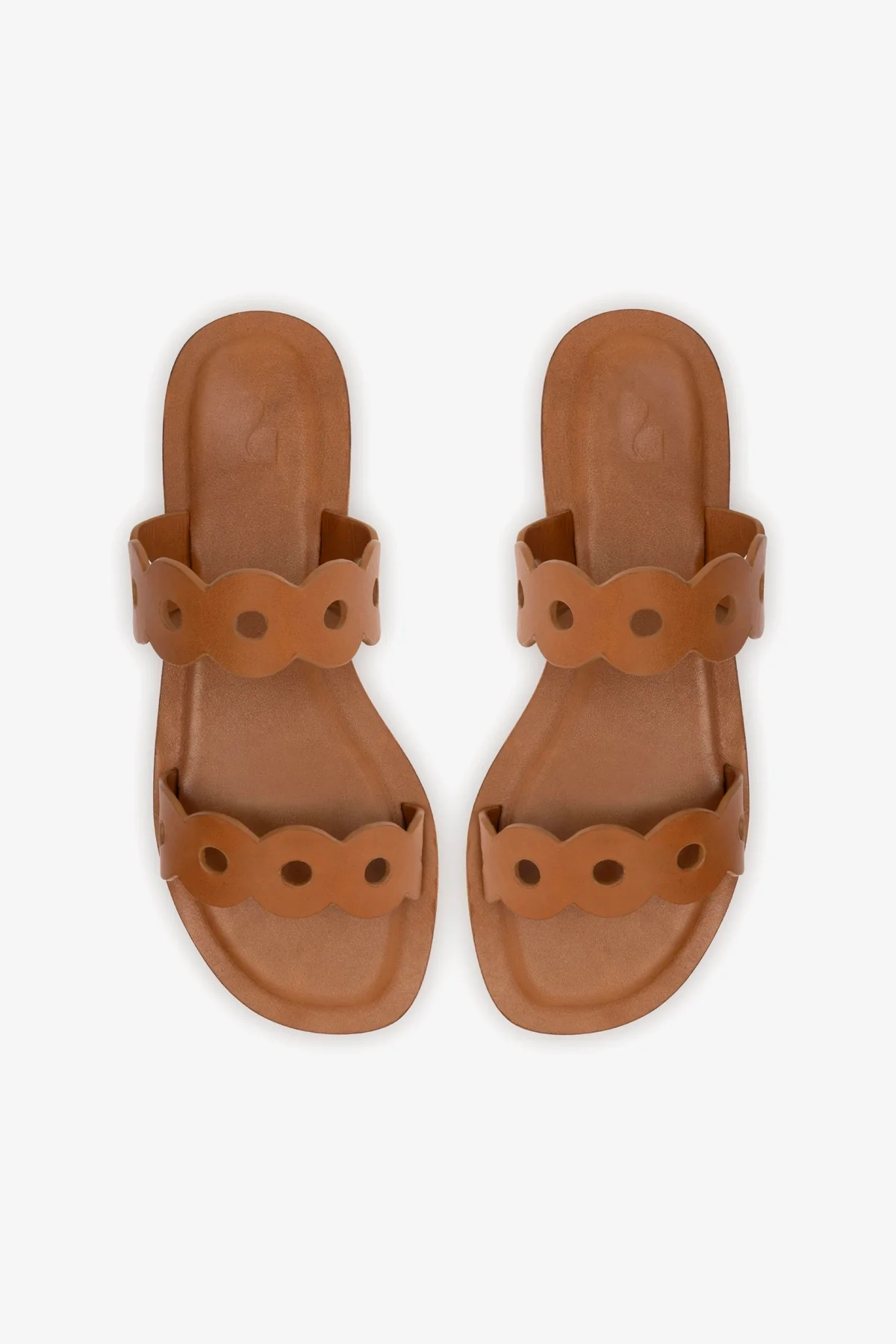 Florence Flat Mule In Light Caramel Leather