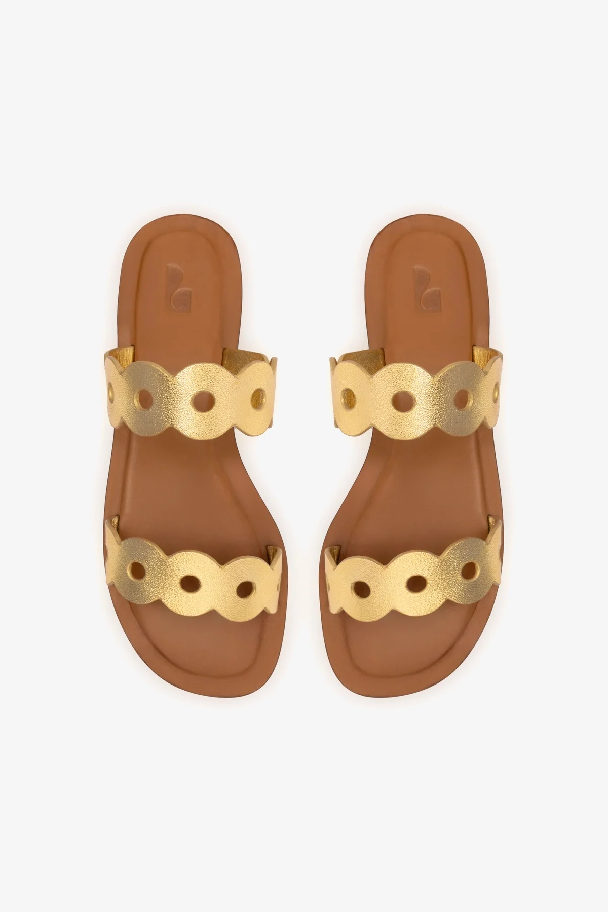 Florence Flat Mule In Gold Metallic Leather