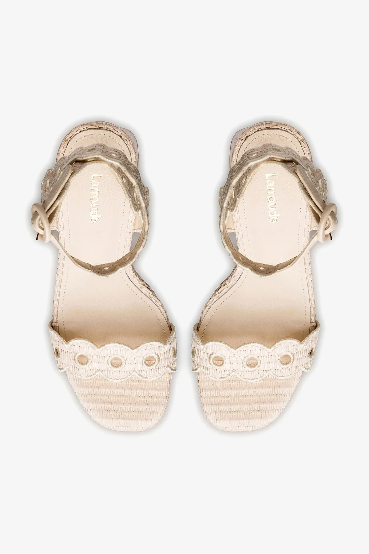 Dolly Broderie Sandal In Natural Raffia