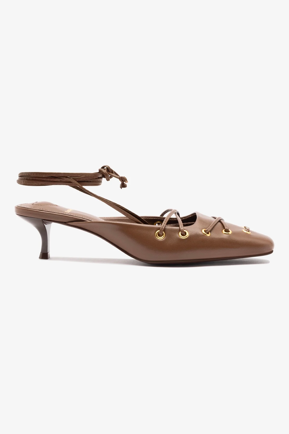 Amal Lace Up Pump In Burnt Umber Leather