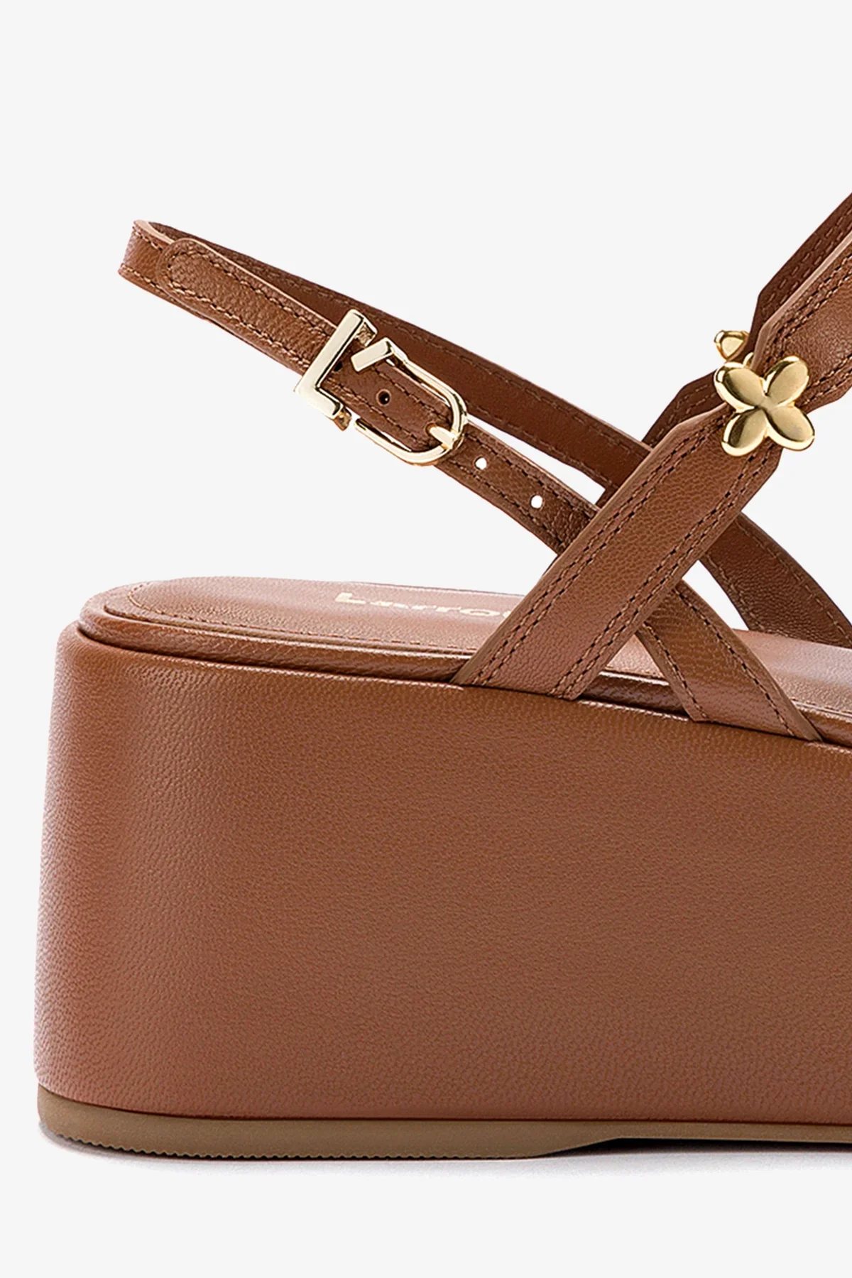 Harmony Flatform Sandal In Caramel Leather