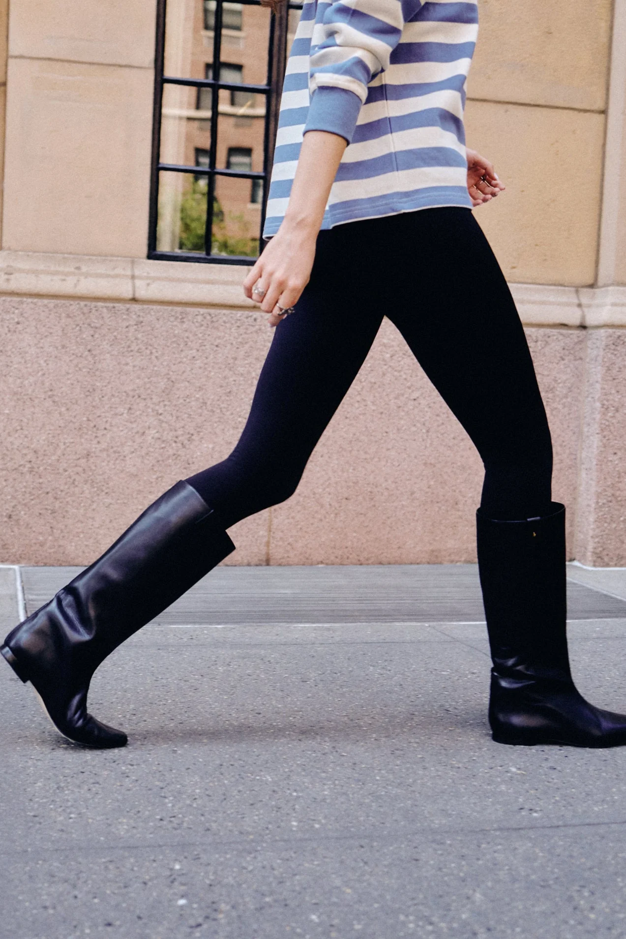 Alexis Flat Boot In Black Leather