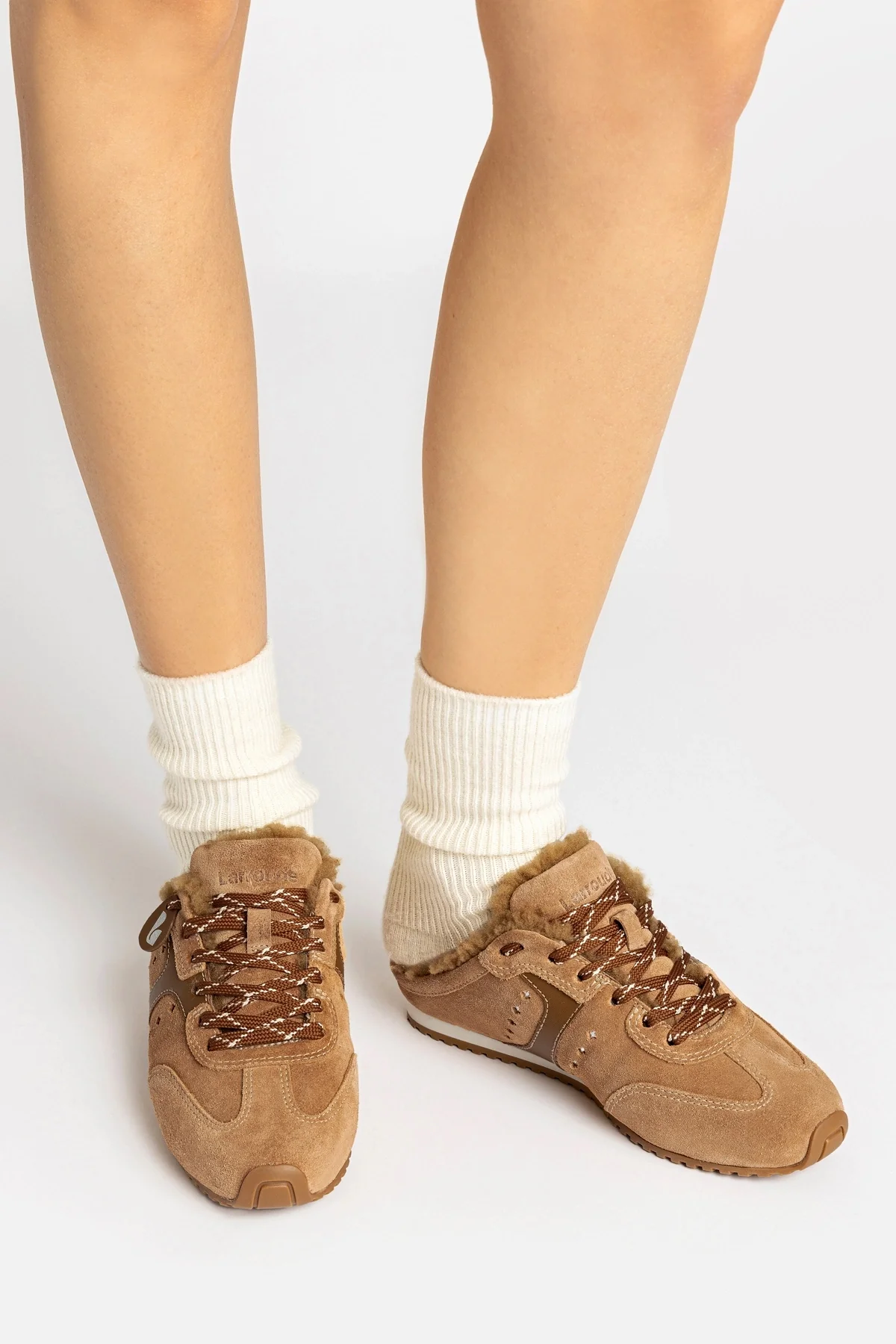 Stella Mule In Peanut Suede And Natural Shearling