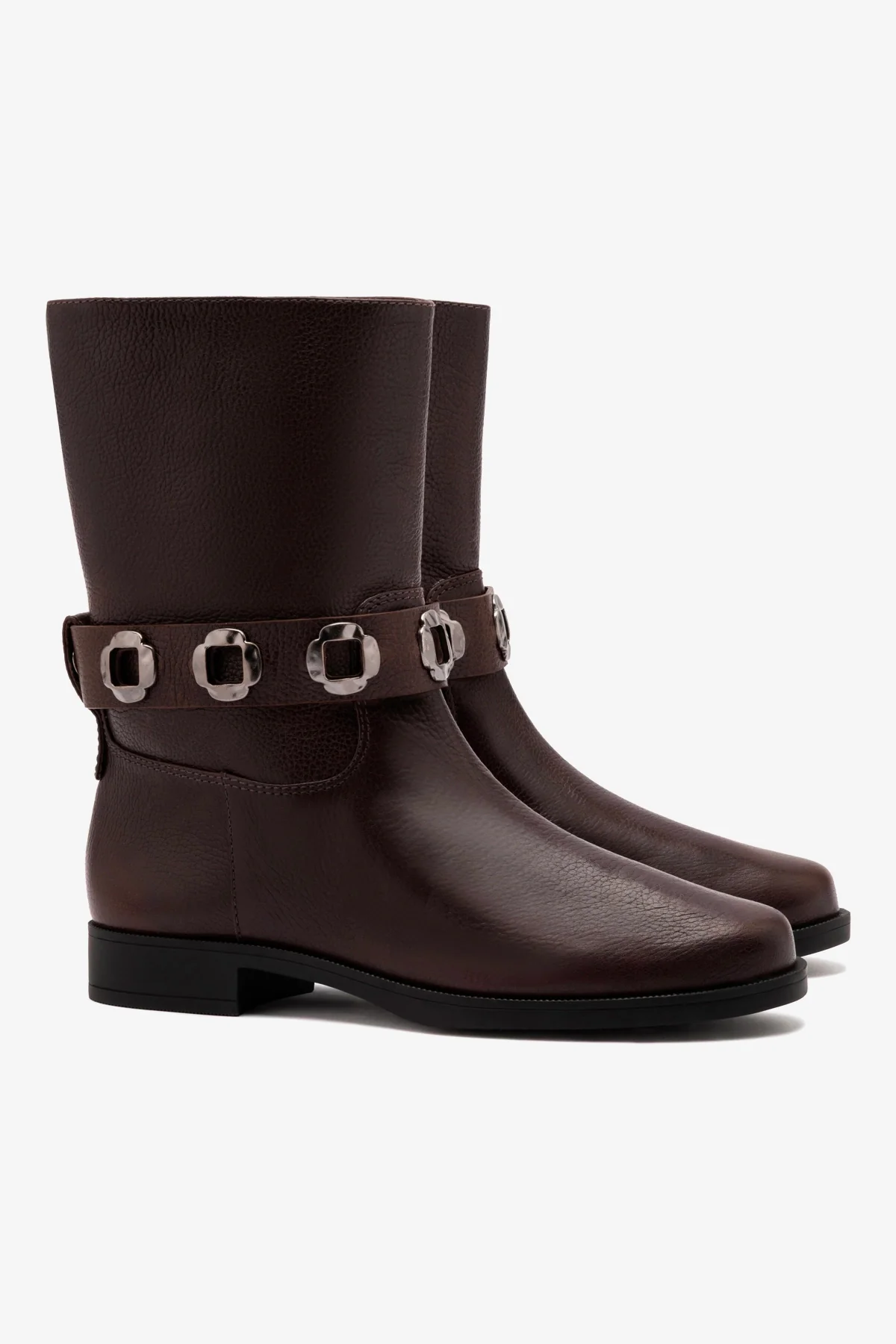 Milan Flat Bootie In Brown Leather