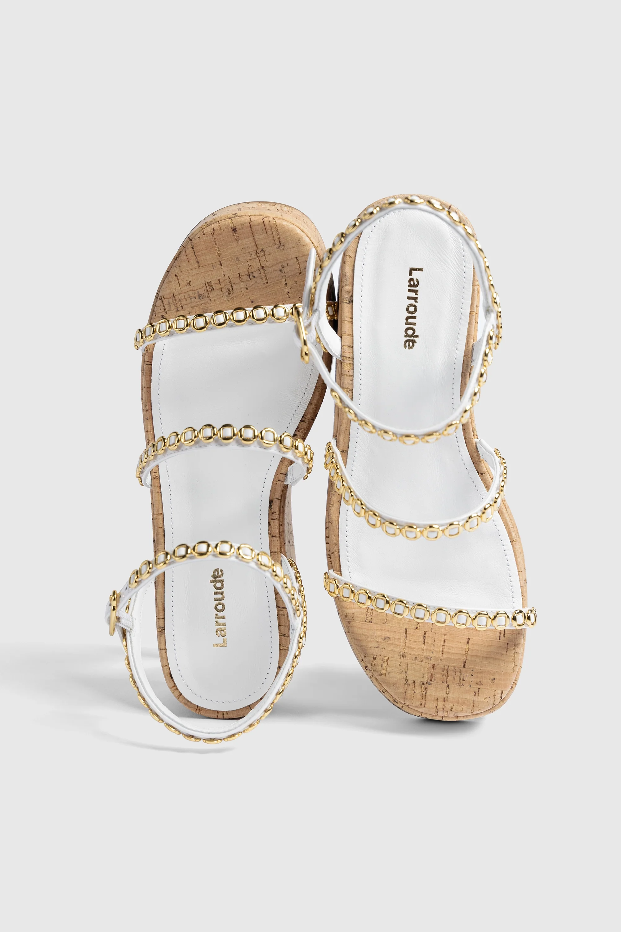 Gio Milanina Flatform In White Patent Leather and Natural Cork