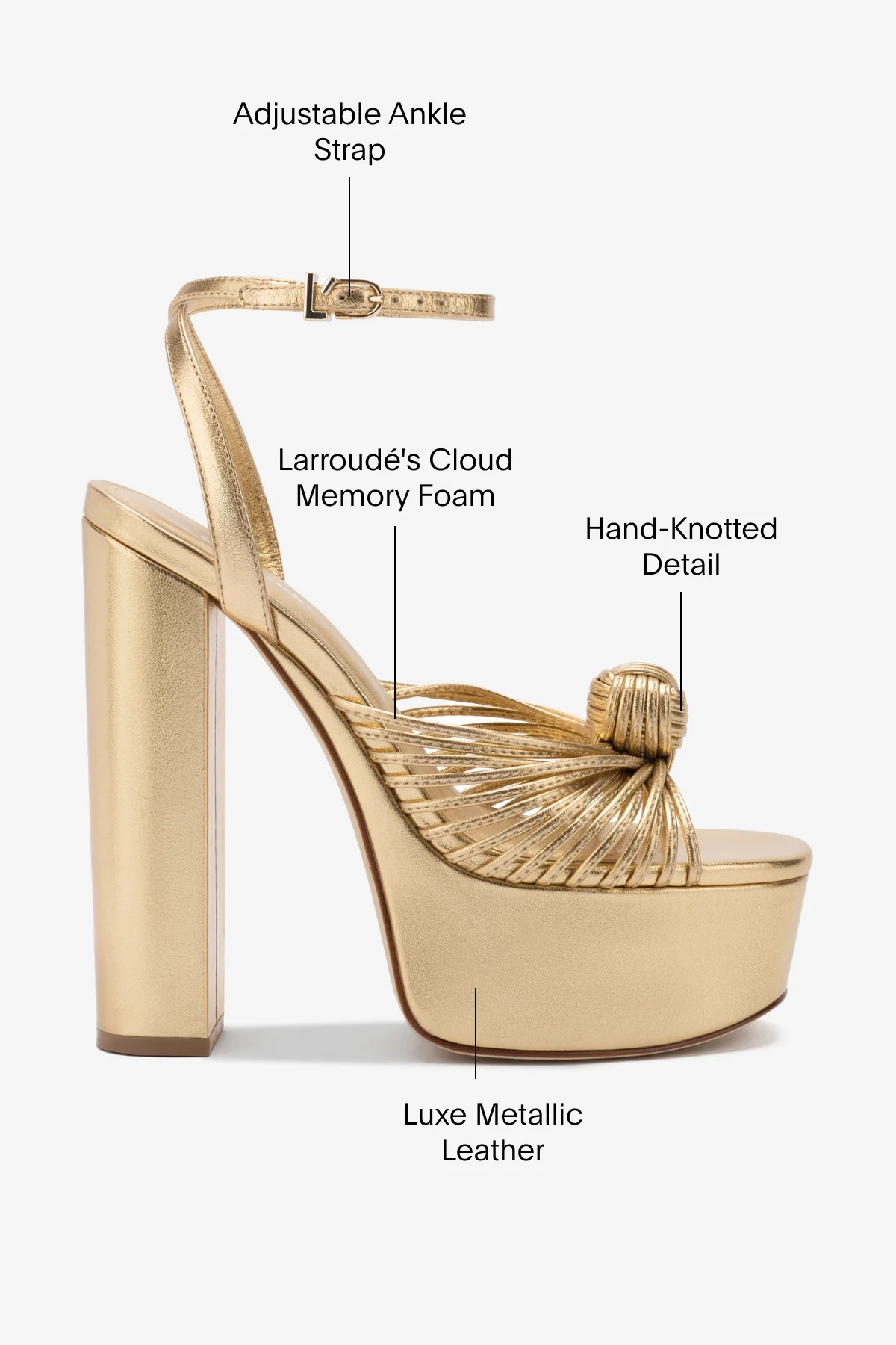 Valerie Platform Sandal In Gold Metallic Leather